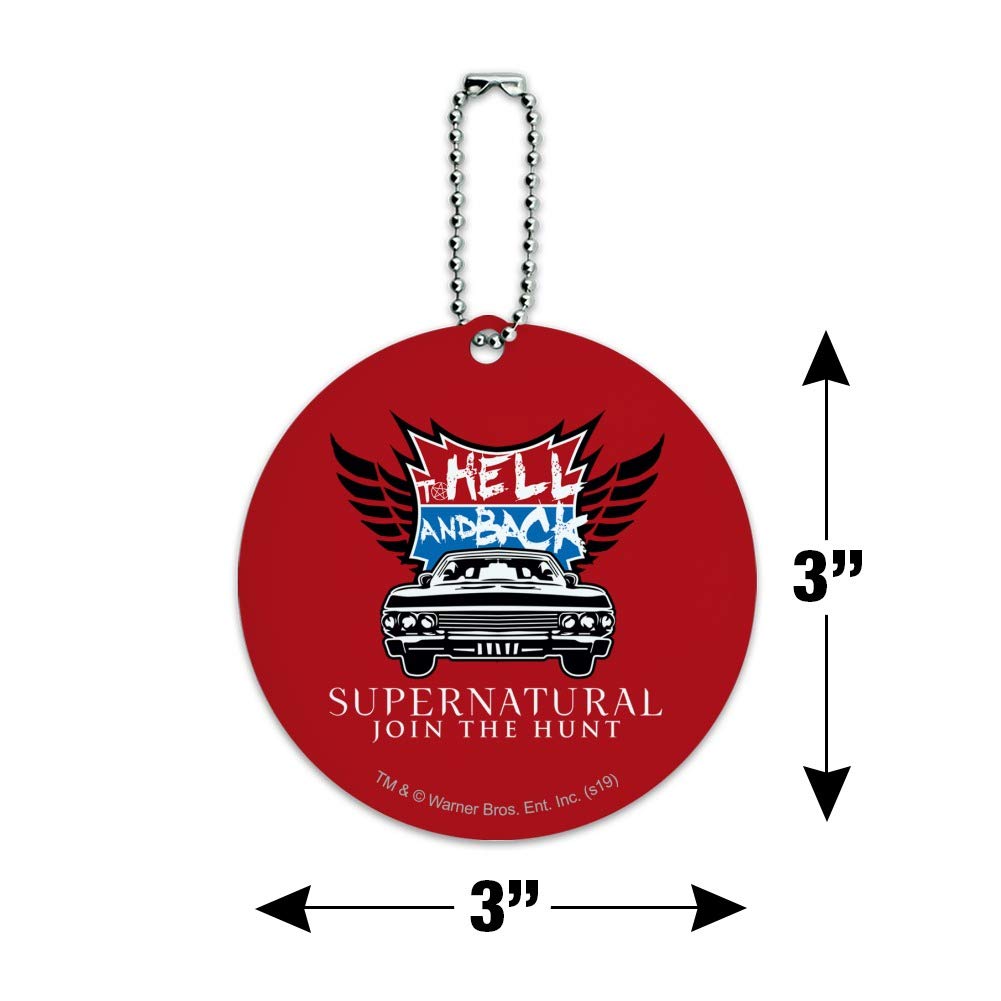 Supernatural to Hell and Back Round Luggage ID Tag - Durable Suitcase Name Tag for Carry-On Bags - Perfect for Travel Identification and Lost Baggage Prevention