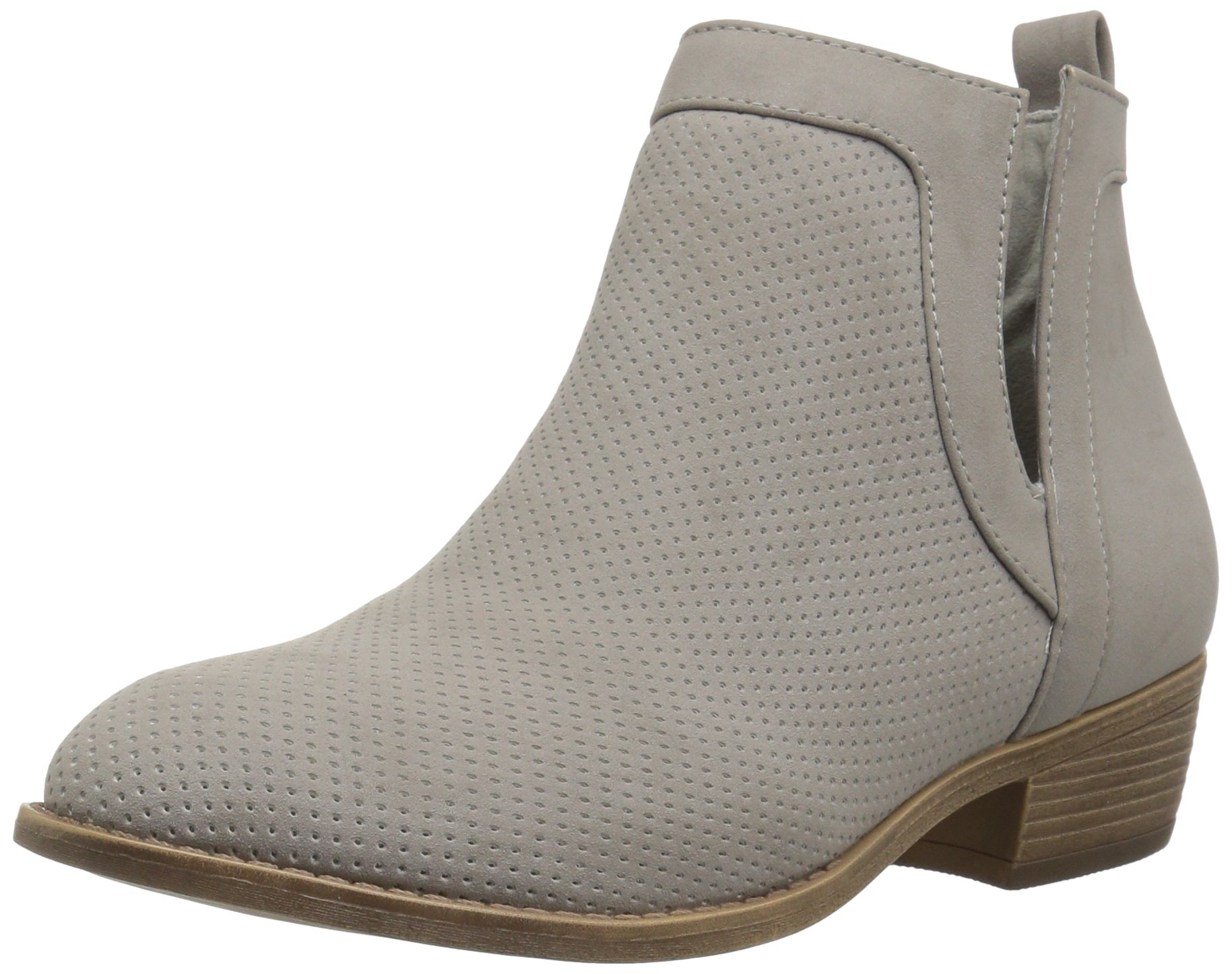 Brinley Co. Women's Faux Suede Cut-Out Pinhole Round Toe Ankle Boots - Stylish & Comfortable for Fall/Winter Fashion, Office Wear & Casual Outings