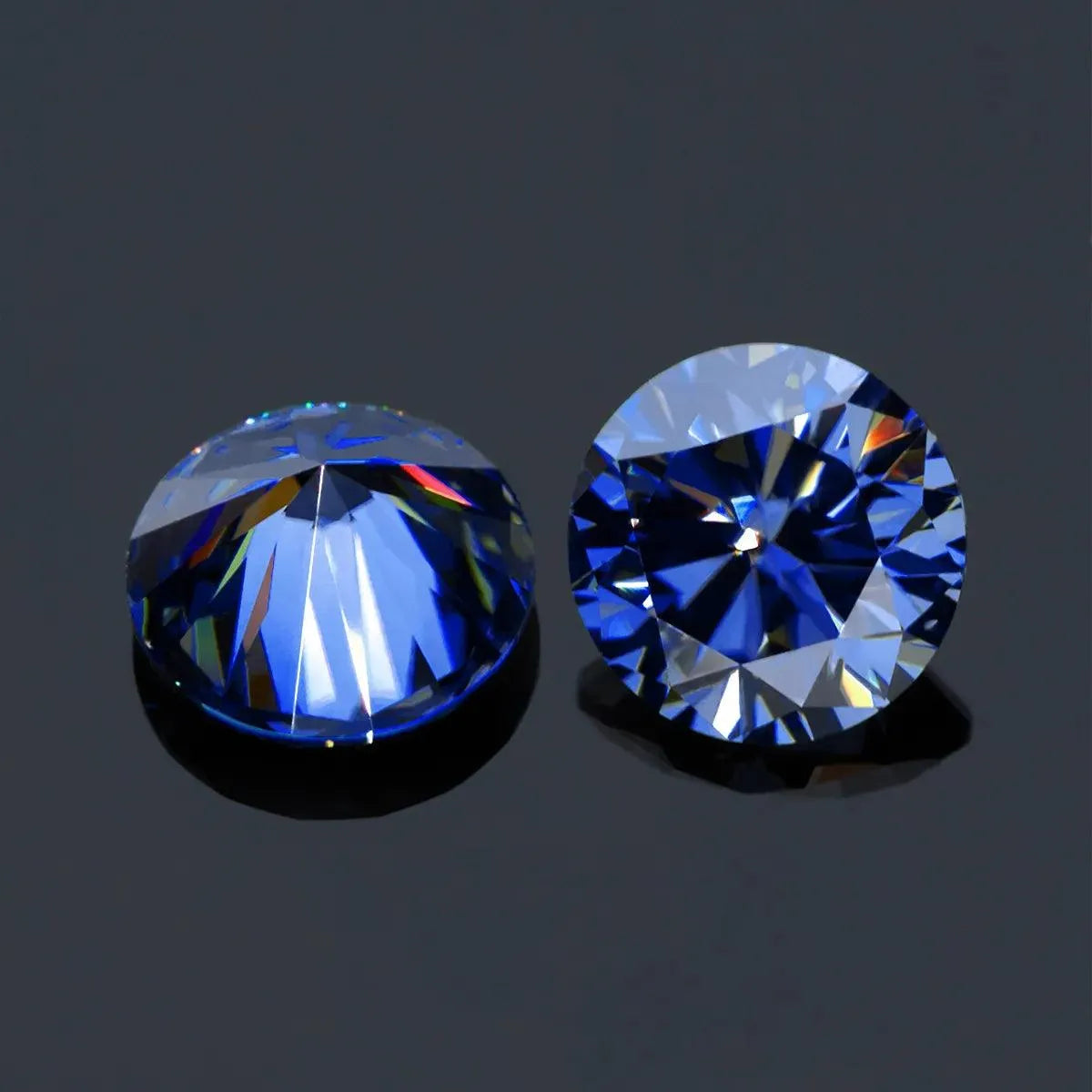 0.1ct to 6ct Round Cut Natural Moissanite Loose Stones - Royal Blue Color, Diamond Test Passed, Certified Gemstones for Engagement Rings & Fine Jewelry Making
