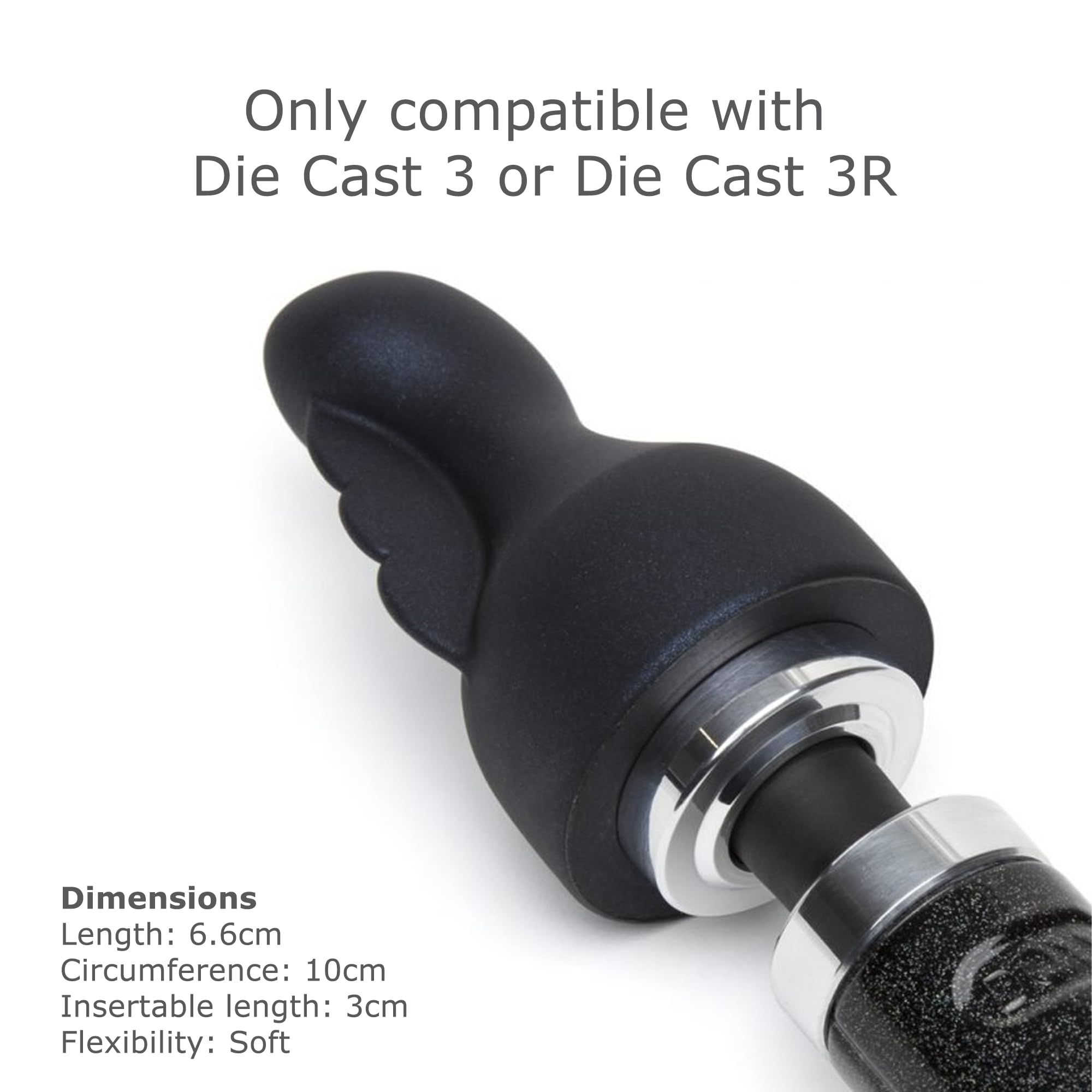Doxy Number 3 Rabbit Vibrator Attachment - 14cm Long Silicone Massager Head with Thread Lock Screw for Wand Massagers - Perfect for Couples Play & G-Spot Stimulation