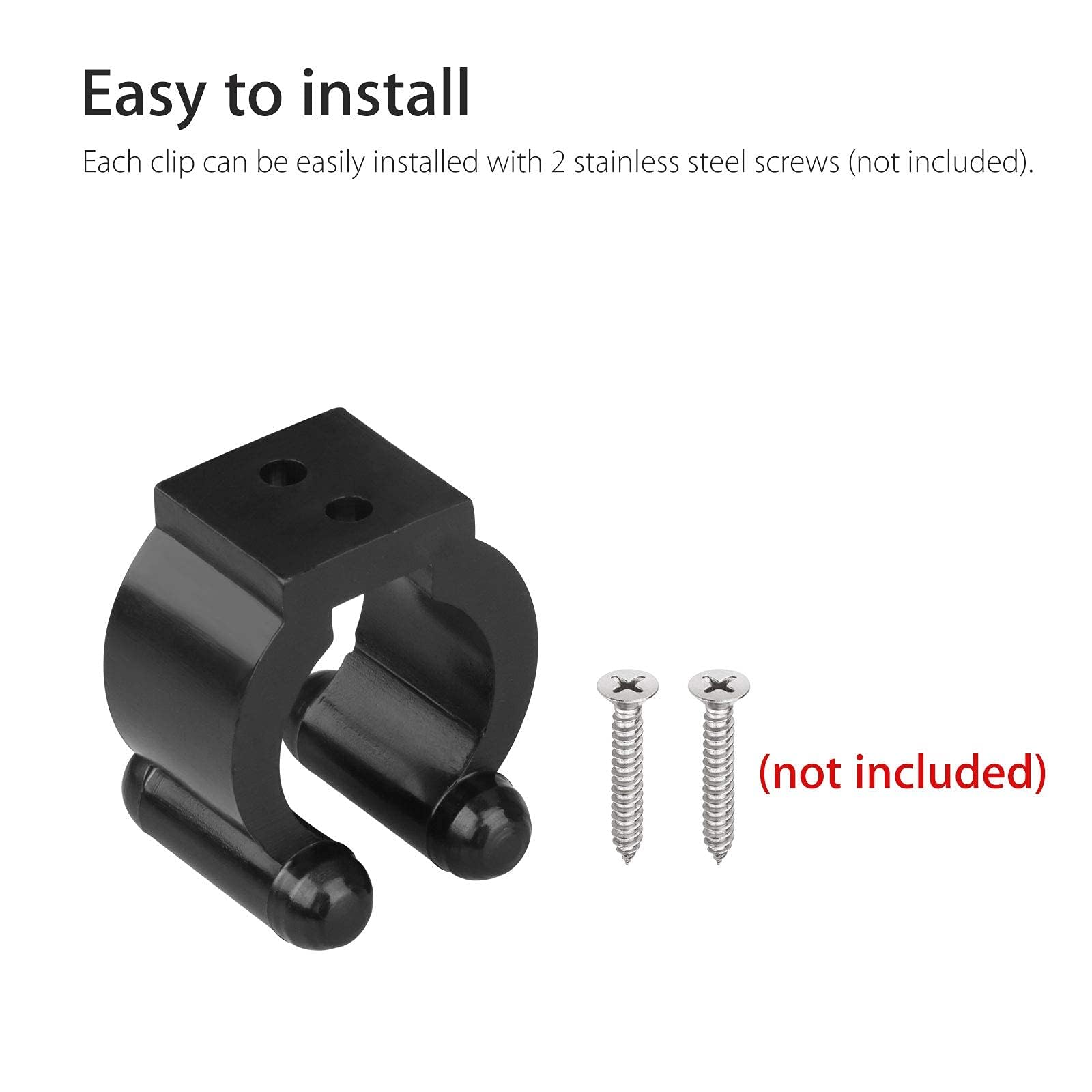 EEEKit 20-Piece Wall Mounted Fishing Rod Holder Set - Black Pole Storage Rack & Organizer Clips for Fishing Rods, Billiard Cues, Snooker Cues - Perfect for Garage, Basement & Boat Storage