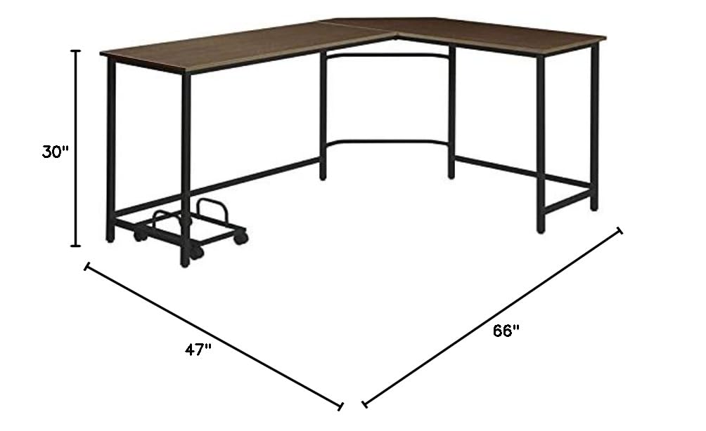 BOWERY HILL Modern Black Metal Computer Desk - Home Office Workstation for Small Spaces & Gaming Setup