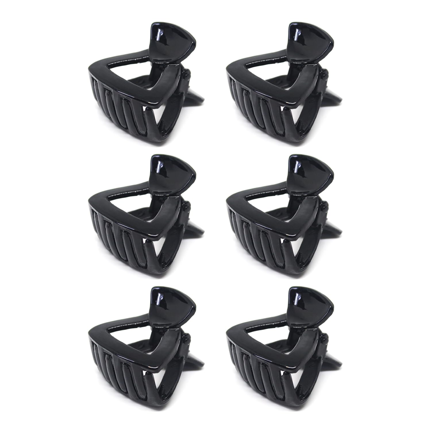 NSB Herbals Black Plastic Hair Claws for Women & Girls - Medium Size Trendy Hair Clips (6-Pack) - Perfect for School, Work, Parties & Everyday Hairstyles
