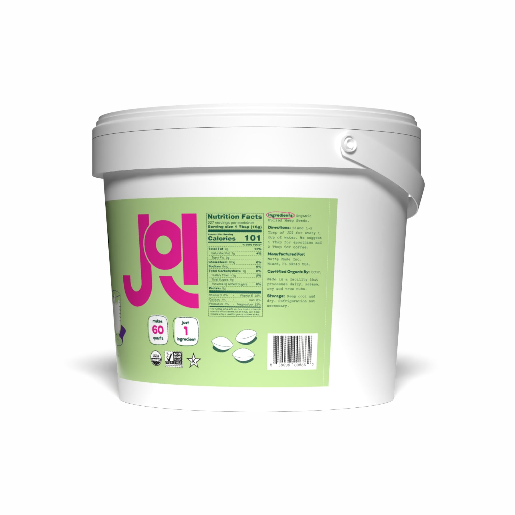 Organic Hemp Seed Milk Concentrate by JOI - 228 Servings | Vegan, Kosher, Keto, Gluten-Free | Shelf-Stable Plant-Based Milk Alternative for Smoothies, Coffee & Baking | 8 lb Bulk Pantry Staple