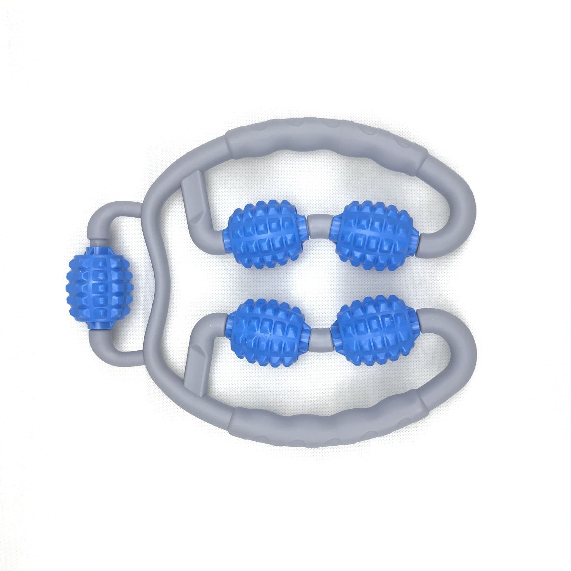 4-Wheel Trigger Point Massage Roller for Muscle Relief - Arm, Leg, Neck & Back Pain Relief - Perfect for Gym, Yoga, Pilates & Sports Recovery - Blue Facial Lift Tool for Post-Workout Relaxation