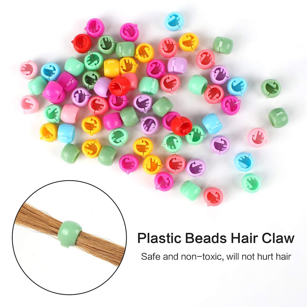 AKOAK 50 PCS Mini Hair Clips with Beads - Plastic Claw Hair Clips for Women, Girls & Kids | Cute Hair Accessories for School, Parties & Daily Styling (Random Colors)