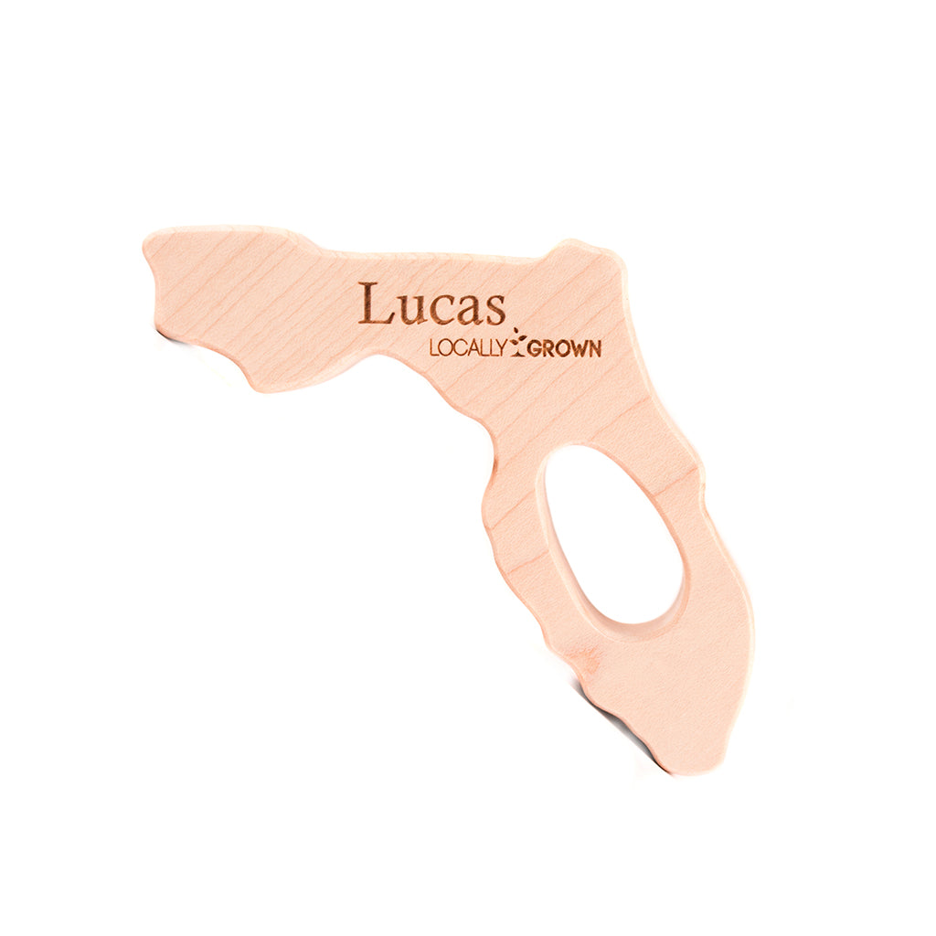 Natural Wooden Baby Teethers - Handcrafted US State-Themed Teething Toys for Infants | Safe & Non-Toxic for Soothing Sore Gums - Perfect Baby Shower Gift & Travel Essential