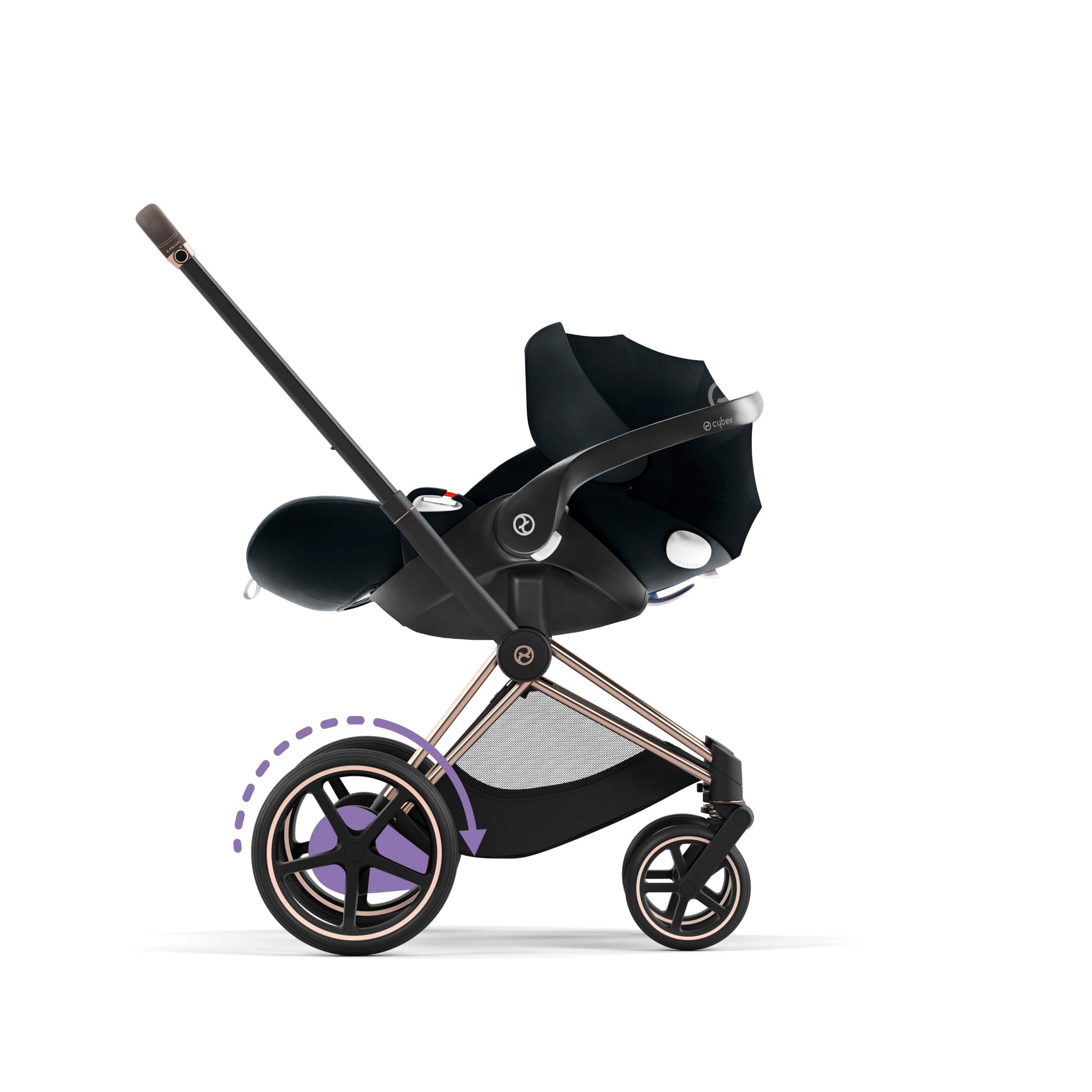 Cybex ePriam 2 Complete Stroller - Rose Gold & Brown Luxury Baby Stroller with All-Wheel Suspension | Perfect for City Walks, Shopping & Travel