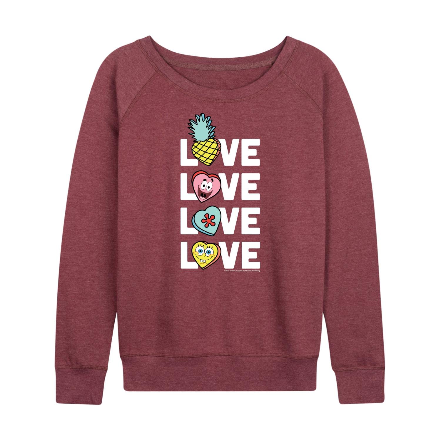 SpongeBob SquarePants Valentine's Day Sweatshirt for Women | Lightweight French Terry Pullover Hoodie | Cute Cartoon Gift for Girlfriend | Perfect for Date Night & Casual Wear