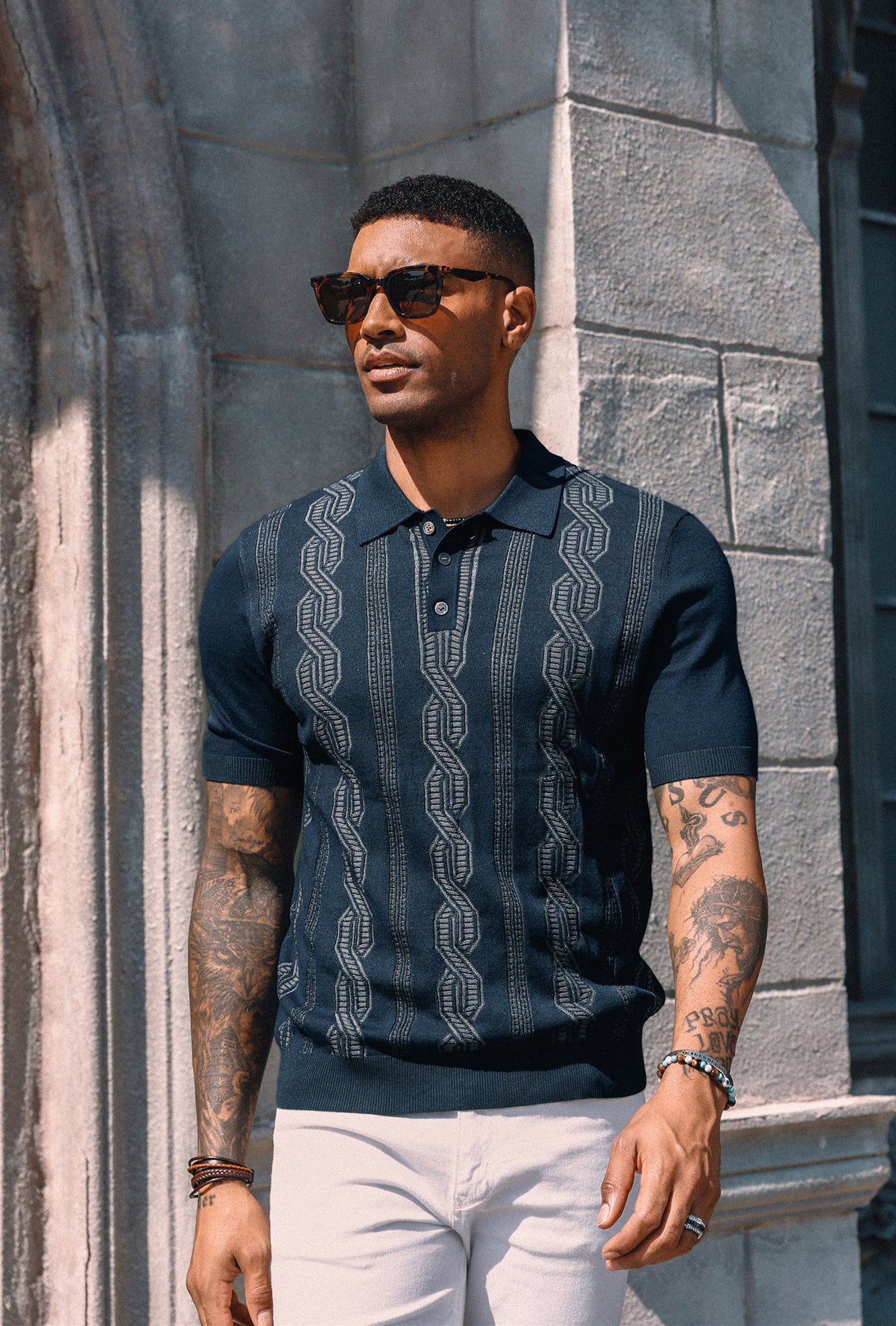 Men's Contrast Color Knitted Polo Shirt - Short Sleeve Lapel Collar Casual Knitwear Top for Summer Outdoor & Business Casual Wear