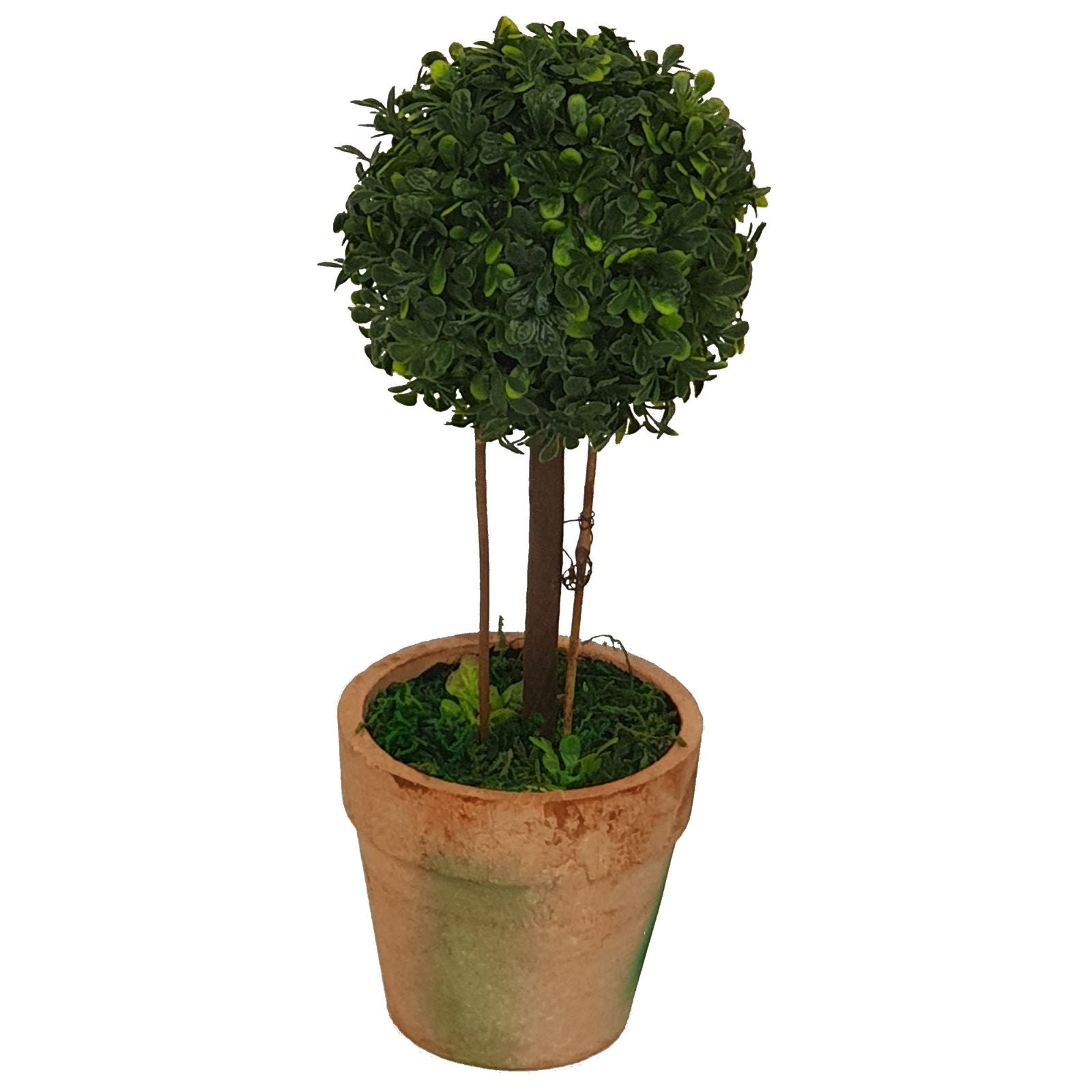 20cm Artificial Topiary Ball in Terracotta Look Pot - Realistic Faux Plant for Home Decor, Office, Garden & Wedding Centerpieces - Criterion Collection