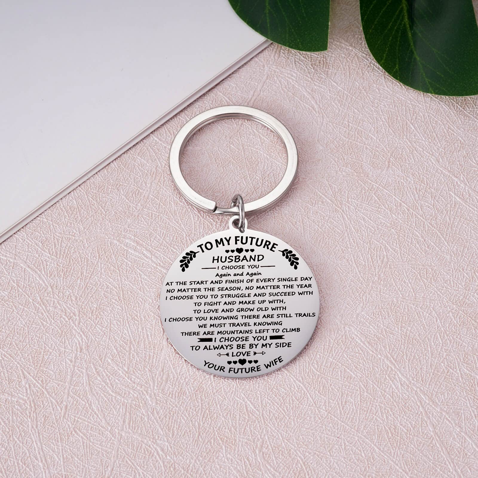 To My Future Husband Keychain - Romantic Engagement Gift for Fiancé, Wedding Anniversary, Birthday & Christmas - Personalized Keyring Gift for Him from Wife - Perfect for Valentine's Day, Proposals & Special Occasions