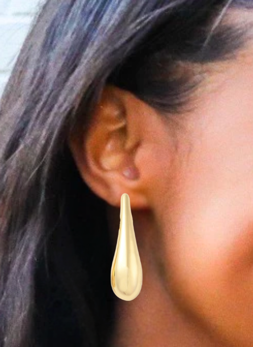 Chunky Gold Long Teardrop Earrings for Women - Elegant Dangle Drop Statement Jewelry - Perfect for Parties, Weddings & Special Occasions