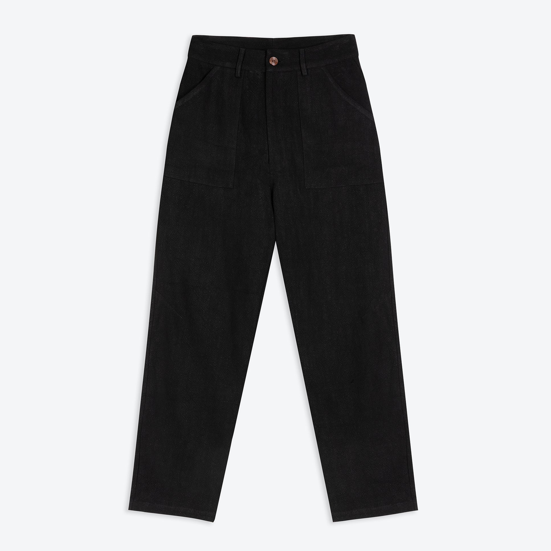 Lowie Women's Black Viscose Linen Natalie Trousers - Comfortable Stretch Pants for Work, Office & Casual Wear