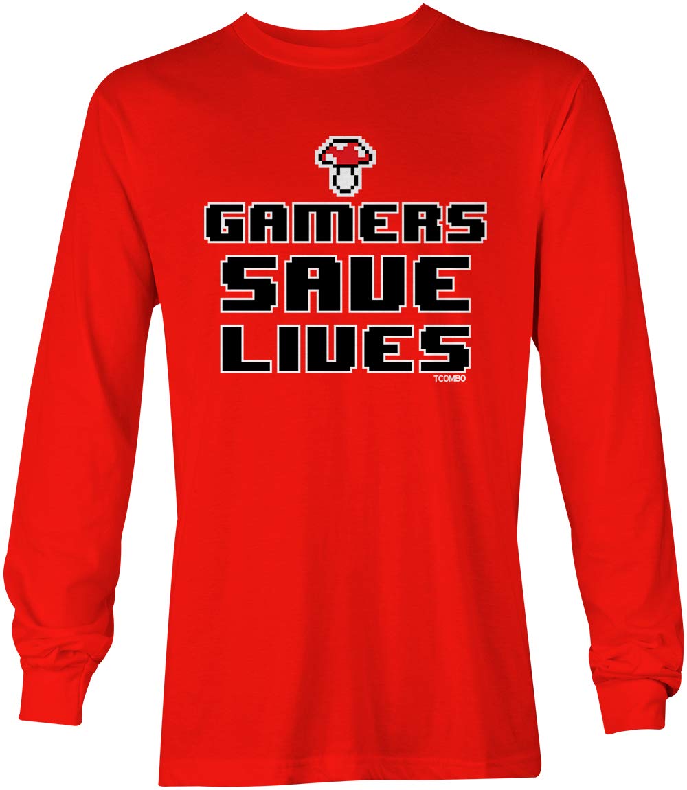 Gamers Save Lives - Video Games Mushroom Unisex Long Sleeve Shirt for Gaming, Casual Wear, and Gift Giving
