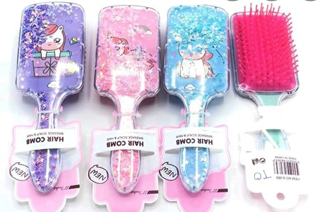 Arpit Mart Unicorn Hairbrush for Kids - Detangling Paddle Brush with Cushion & Anti-Static Bristles - Soft Hair Brush for Girls (Pack of 1) - Perfect for Daily Hair Care, Travel & School Backpacks