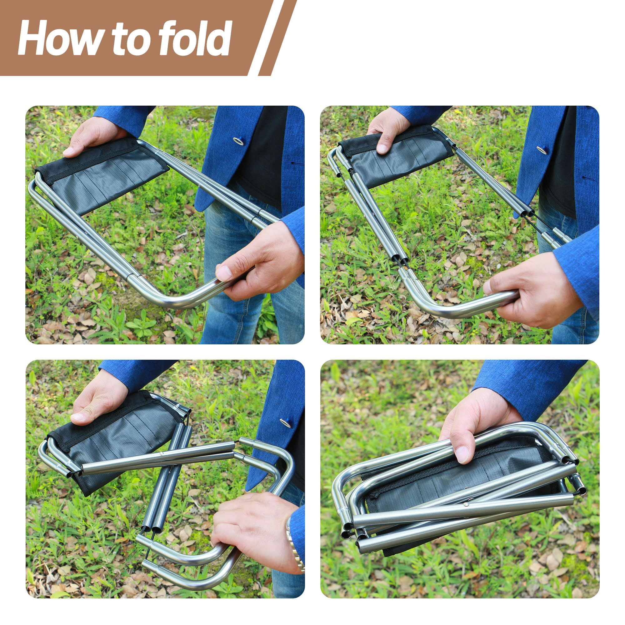 Portable Folding Camping Stool - Lightweight Collapsible Chair for Outdoor Activities, Hiking, Fishing, Beach, Picnic & Photography - Compact 9.86