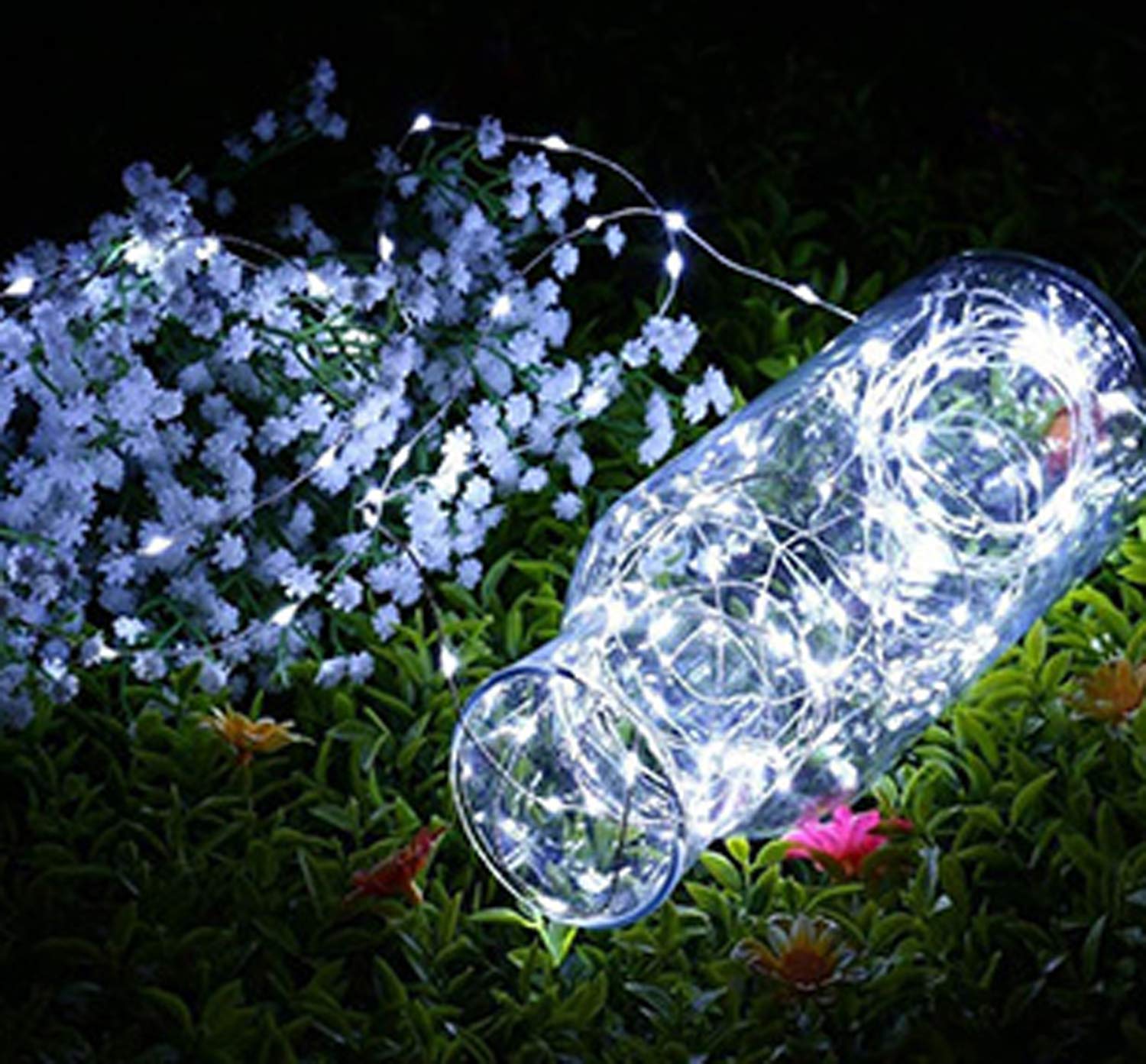 SNOMYRS 200 LED 65.6ft White Solar Fairy Lights Outdoor Waterproof - 8 Lighting Modes Solar String Lights for Backyard, Garden, Wedding, Party, Tree & Fence Decoration (Pure White) - Perfect for Patio, Christmas, Halloween & Outdoor Events