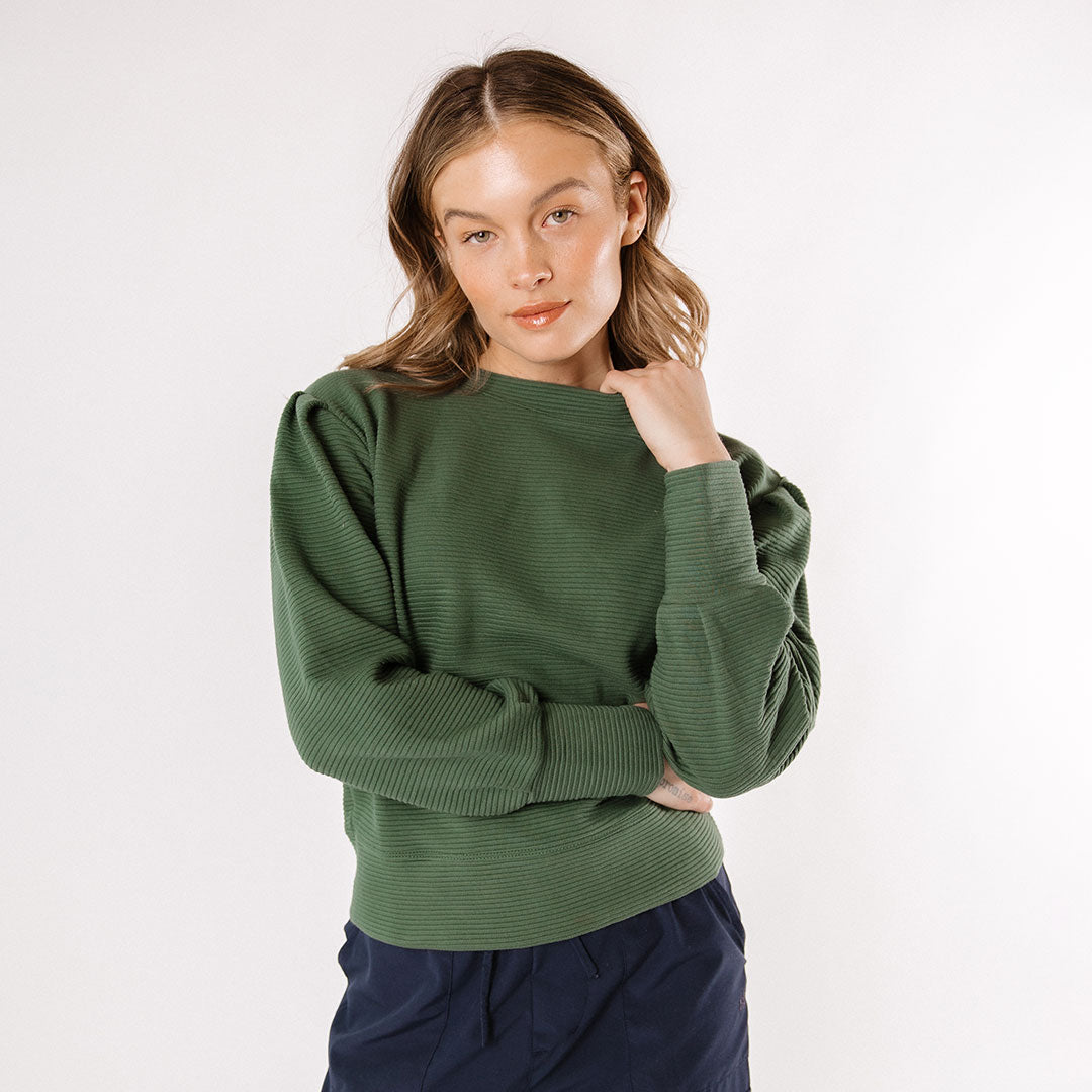 Atlas Ribbed Sweater for Women - Emerald Green Knit Pullover | Cozy Winter Fashion & Casual Outfit Essential