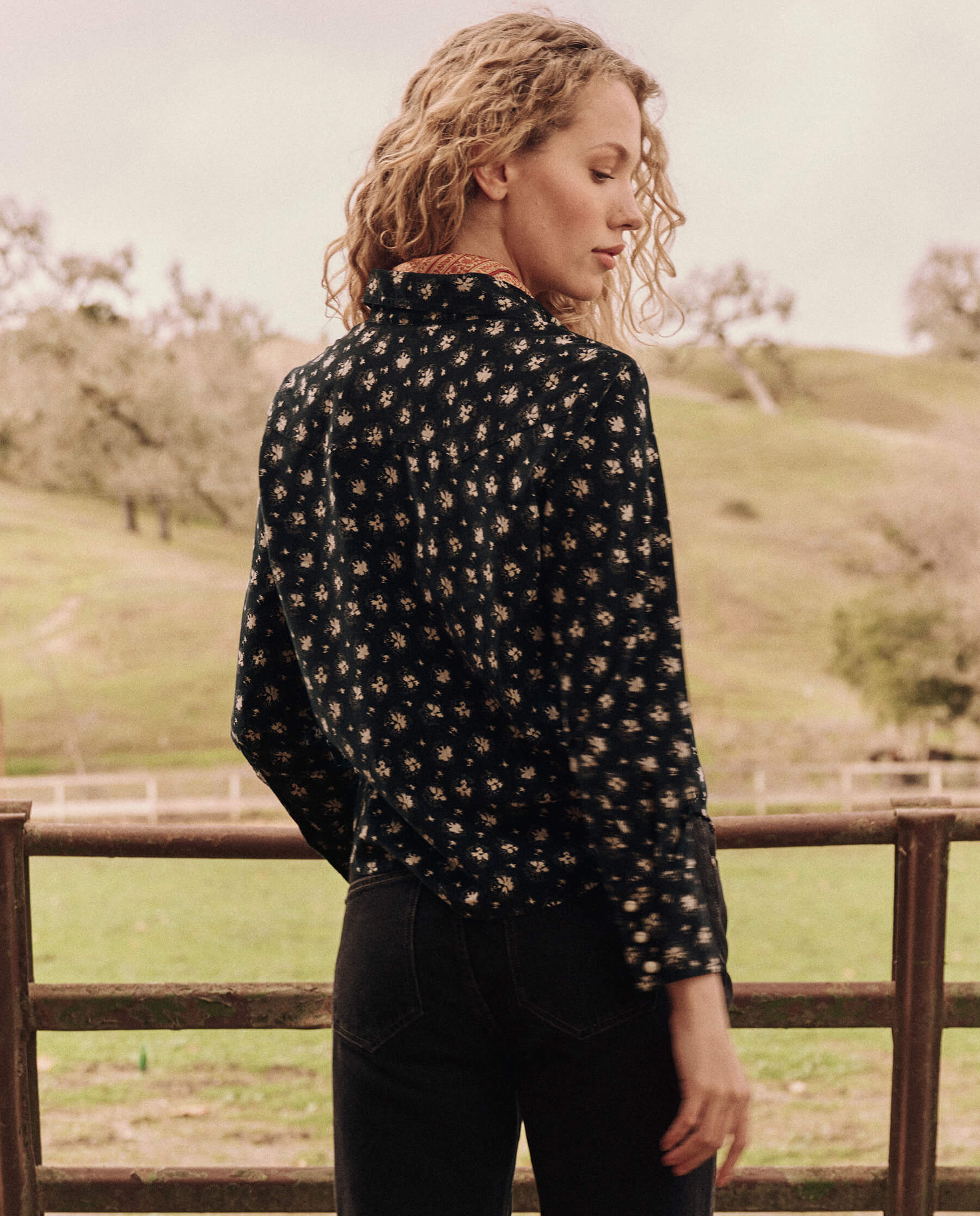 The Howdy Top - Soft Cord Night Lily Print Women's T-Shirt for Casual Wear & Summer Outfits