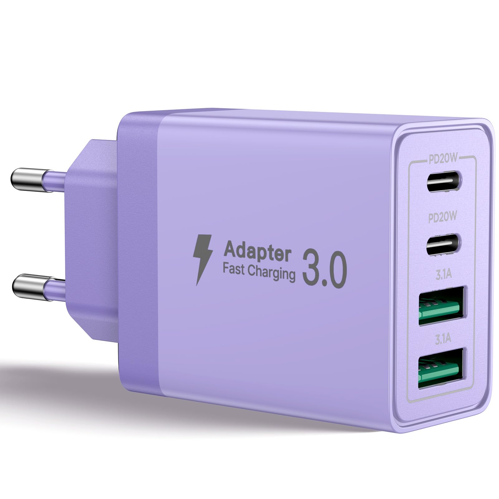 Aioneus 40W 4-Port USB C Fast Charger with PD+QC 3.1A - Compatible with iPhone 16/15/14/13/12/11 Pro Max/X/XS/XR/8/7/6S Plus/Mini/SE, iPad, Samsung Galaxy - Perfect for Home, Office & Travel Charging Needs