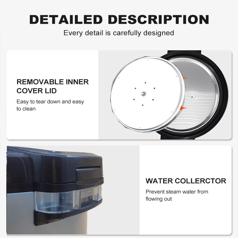 Commercial 60-Cup (Cooked) Rice Cooker & Food Warmer - 13L/13.8Qt Extra Large Capacity, 1350W Fast Cooking with Digital Timer & Preset Functions - Perfect for Restaurants, Catering, Cafeterias & Large Family Gatherings