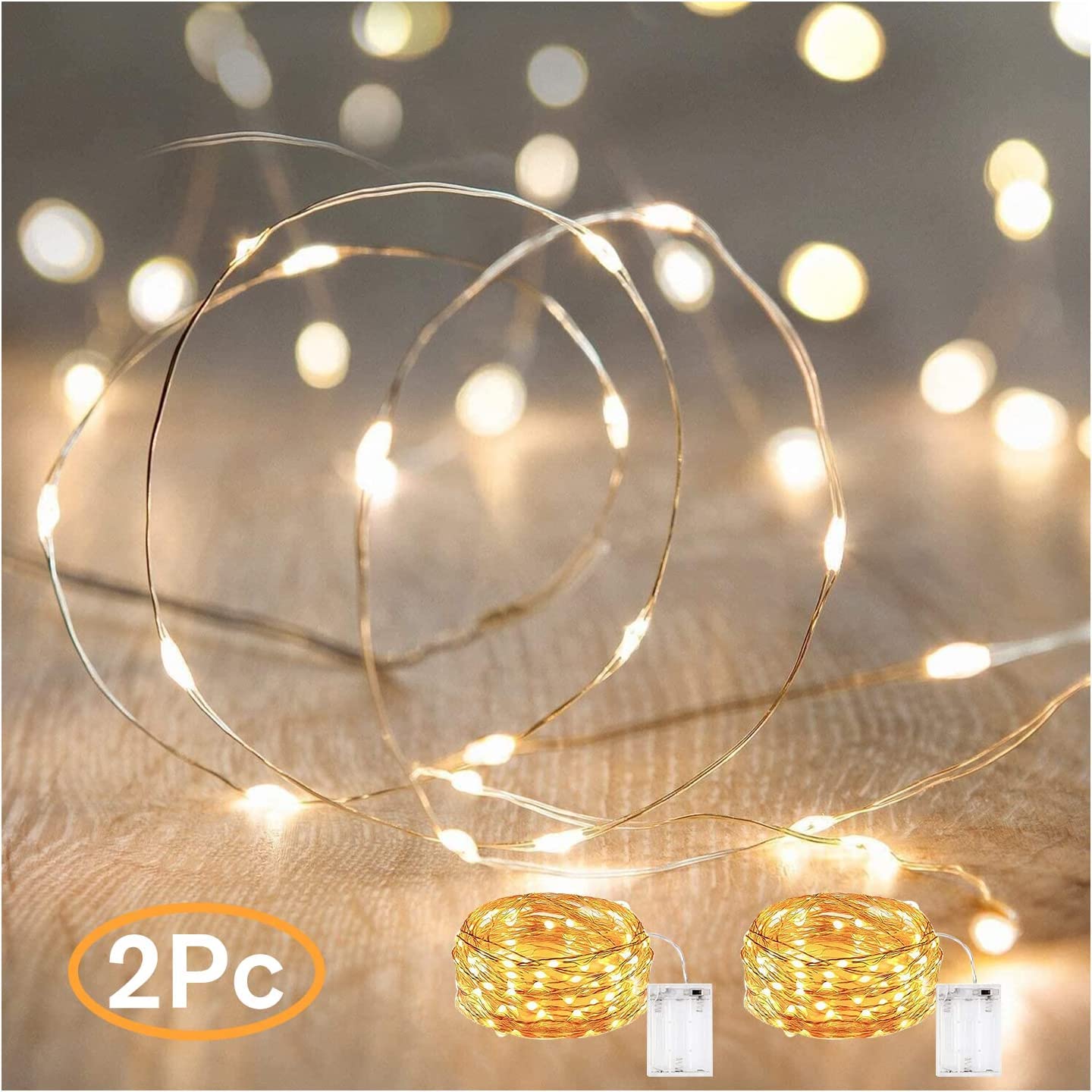 Battery Operated LED Fairy Lights - Warm White, 33ft for Bedroom, Garden & Wedding Decor