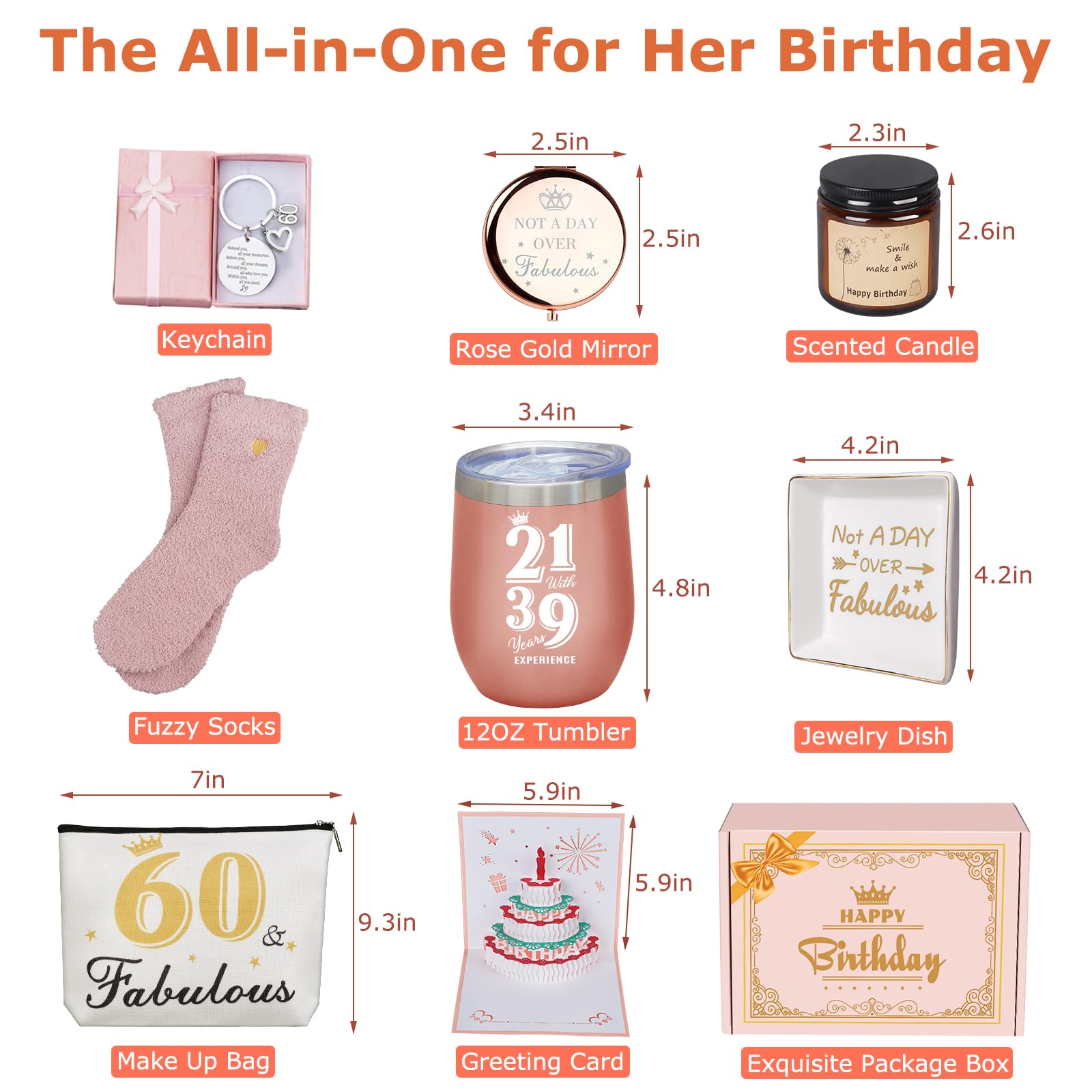 60th Birthday Gift Box for Women - Unique & Funny Present for Her, Mom, Sister, Wife, Girlfriend or Coworker | Perfect 60 Year Old Woman Birthday Gift Idea for Parties, Celebrations & Special Occasions