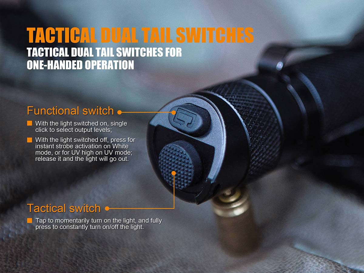 Fenix TK25 UV Tactical Flashlight - 1200 Lumens, Waterproof, Rechargeable - Perfect for Outdoor Adventures, Camping, Hunting & Emergency Situations