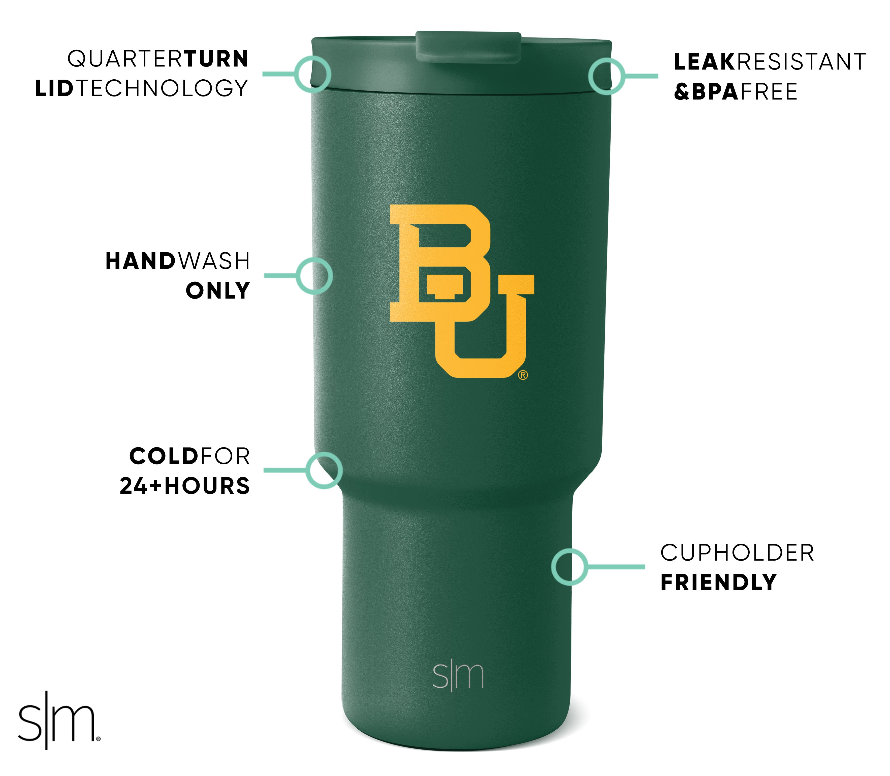 Collegiate Trek Tumbler - 20oz Insulated Stainless Steel Water Bottle with Lid & Straw - Perfect for Hiking, Camping & Outdoor Adventures