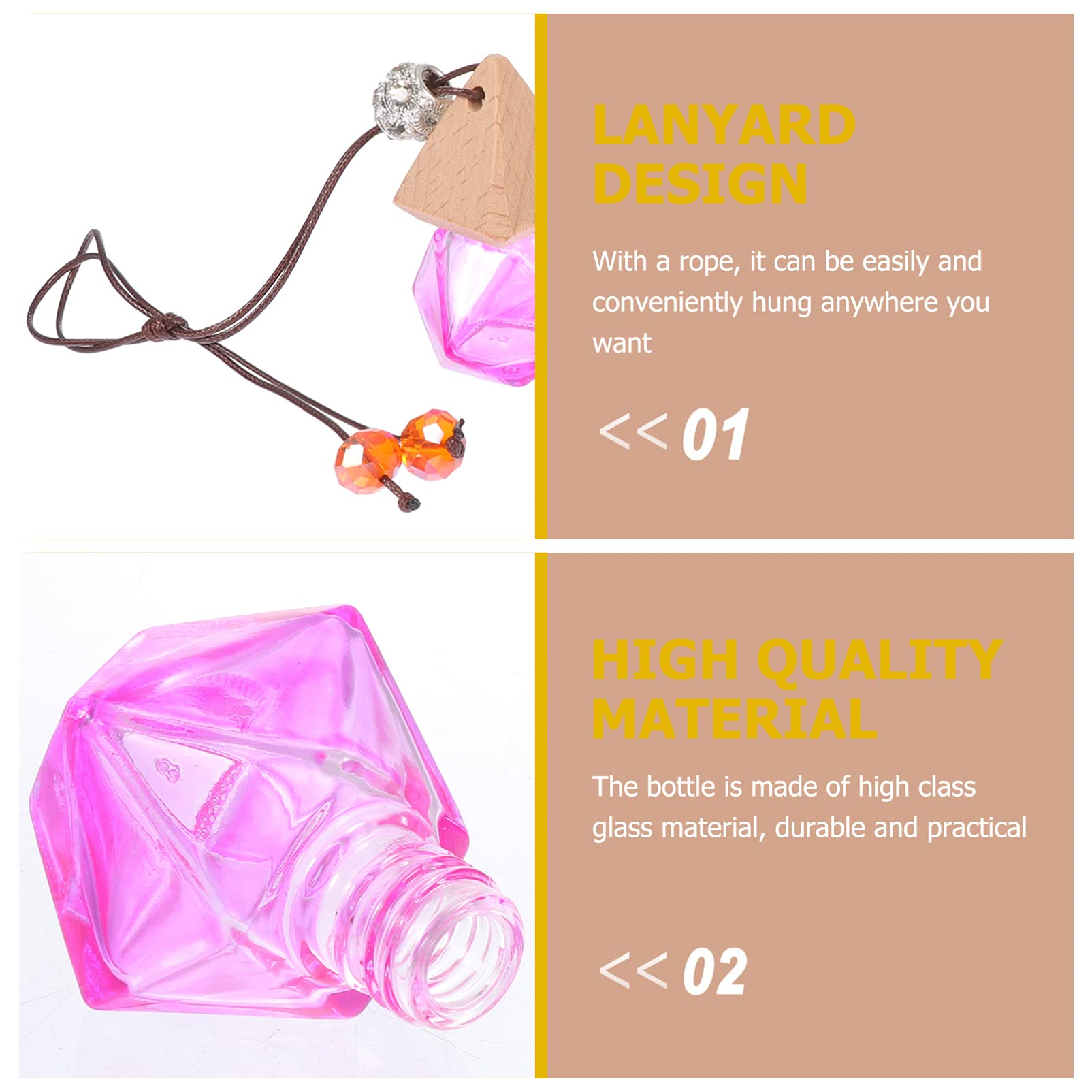 Beaupretty 2-Pack Car Perfume Pendant Hanging Diffusers - Essential Oil Aroma Diffuser for Car & Home - Mini Glass Perfume Bottle Air Freshener - Perfect for Car Interior Decor & Room Aromatherapy