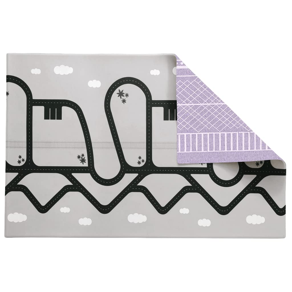 Ruggish Cali Play Rug 4.8 x 7.0 ft - Soft Reversible Baby Playmat with Interactive Map, Waterproof & Non-Slip Nursery Rug for Kids (Lavender) - Perfect for Playrooms, Daycares & Toddler Safe Flooring