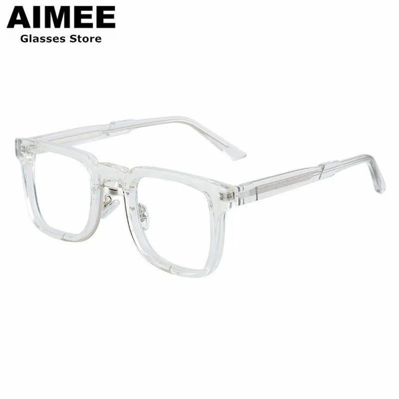 Aimee Unisex Full Rim Square Acetate Eyeglasses 6555 - Stylish & Durable Frames for Men & Women - Perfect for Work, Reading & Fashion Accessories