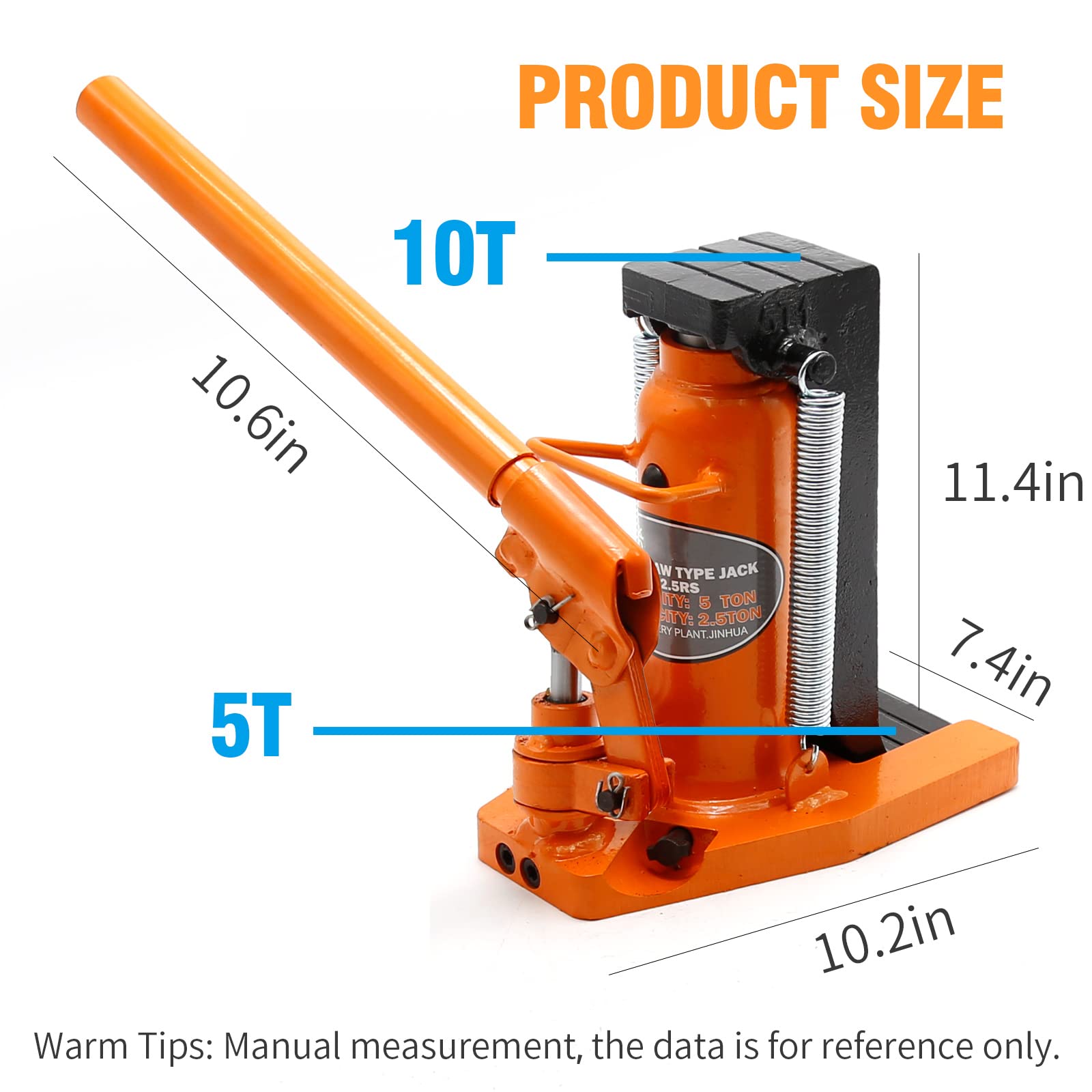 5 Ton Hydraulic Toe Jack - Heavy Duty Manual Hand Pump Lift for Industrial Equipment - Heat-Treated Steel Construction - Yellow (Ideal for Machinery Repair, Automotive Lifting & Construction Sites)