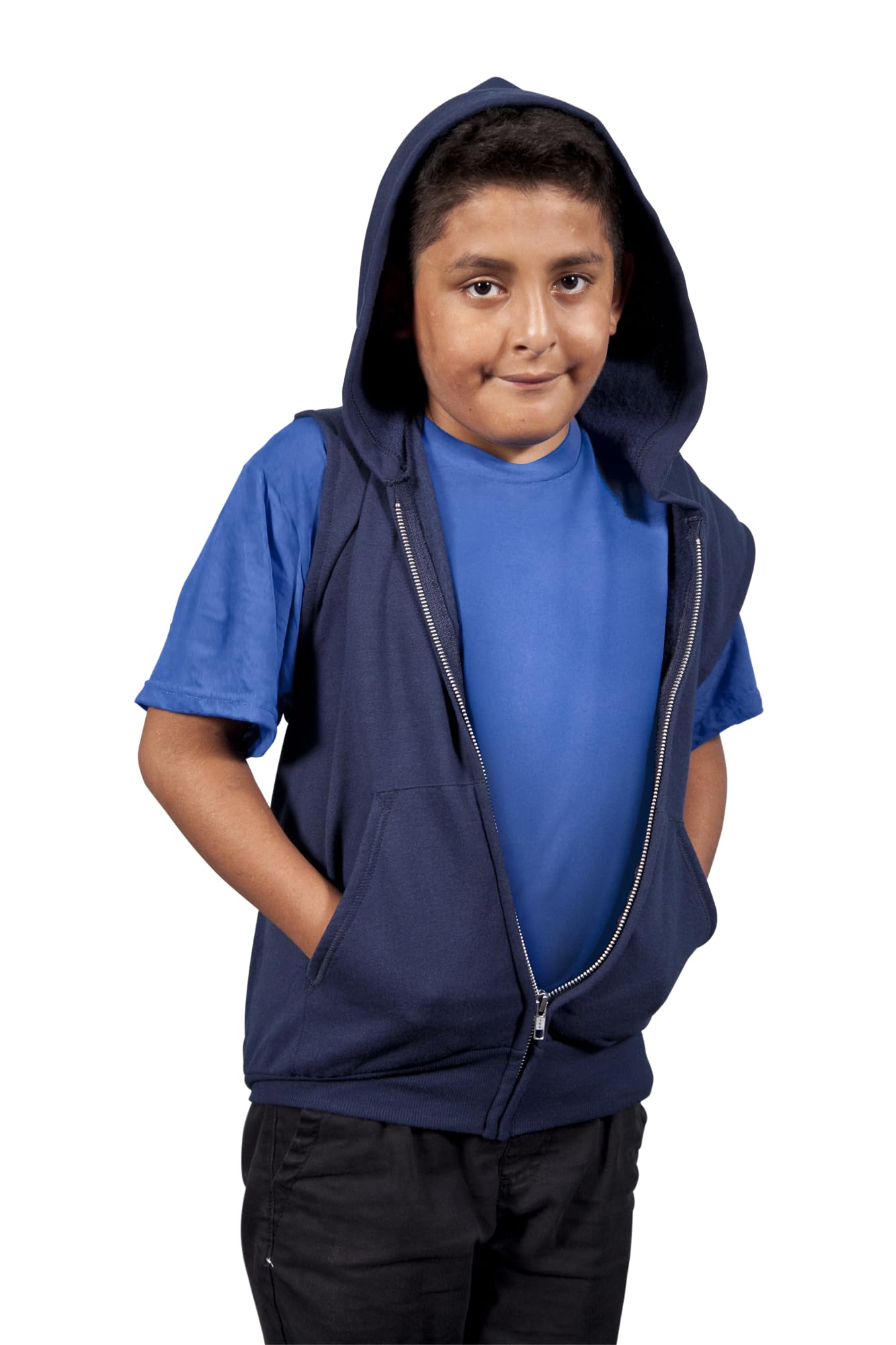 Abilitations Weighted Hoodie Vest for Kids - Child Small Size, Navy Blue - Sensory Compression Wear for Calming & Focus in School, Therapy & Home Use