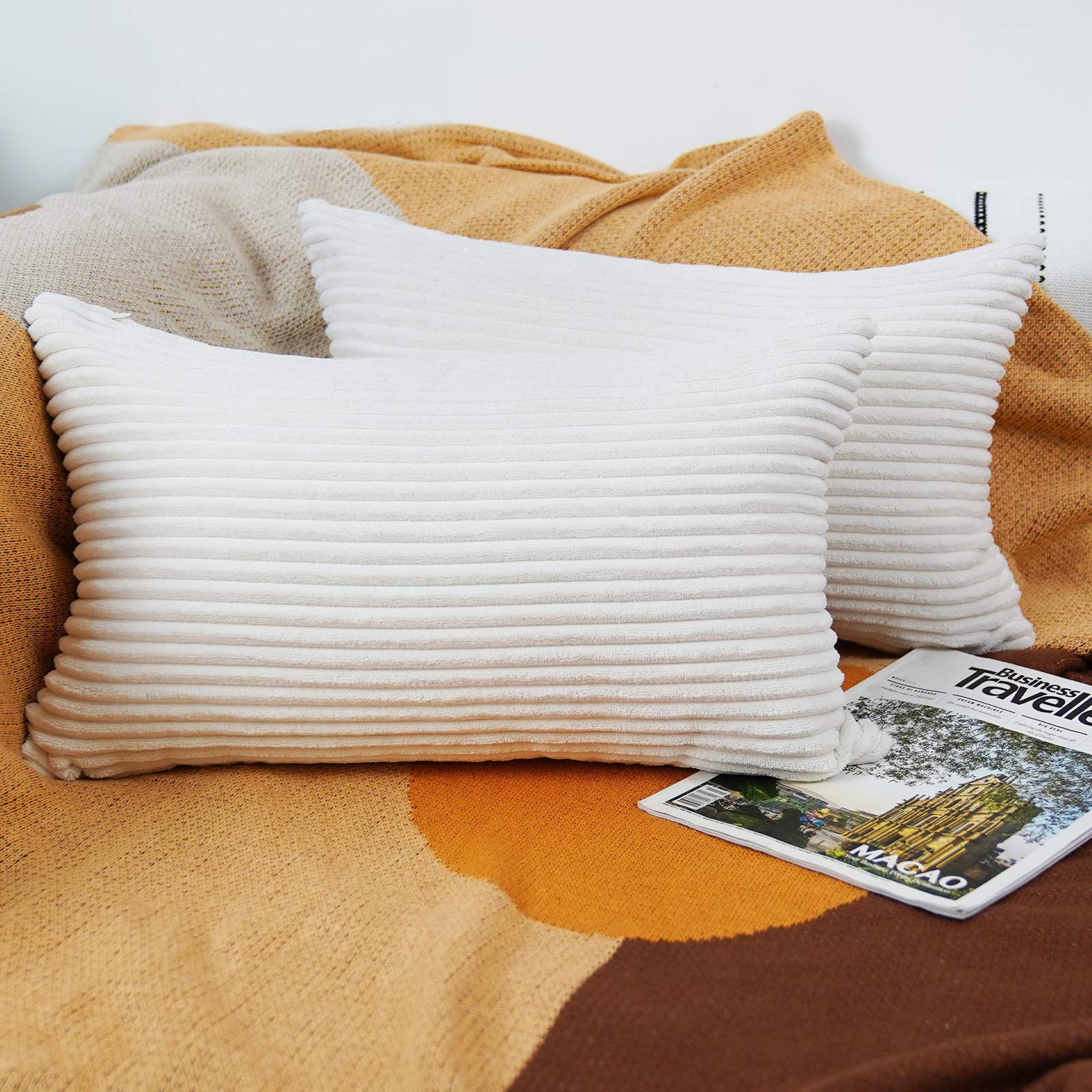 HIPPIH 12x20 Corduroy Pillow Cover Set of 2 - Decorative Christmas Throw Pillow Covers with Hidden Zipper for Couch, Sofa, Bed - Perfect for Holiday Home Decor and Cozy Winter Living Room Accents