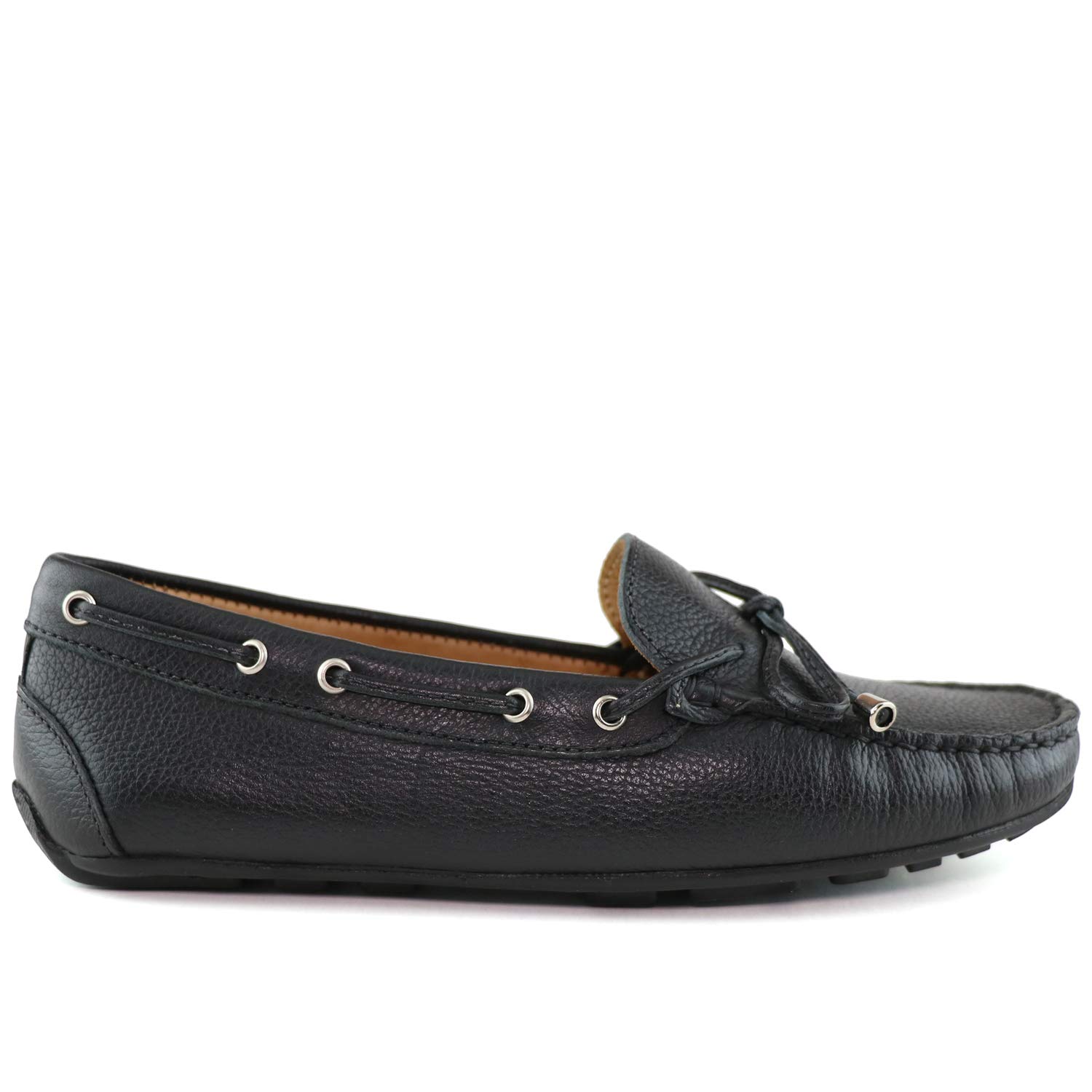 MJNY Women's Genuine Leather Driving Moccasins - Comfortable Lightweight Slip-On Loafers with Classic Tie Bow | Perfect for Casual Wear, Work & Travel