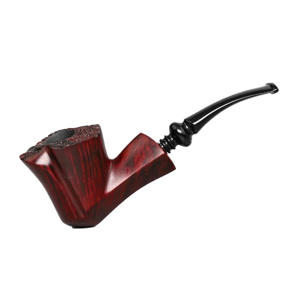 Premium Handcrafted Wood Smoking Pipe with Internal Carbon Layer & Acrylic Stem - 3mm Flue, Elegant Brown Wood Grain - Perfect for Relaxation & Tobacco Enjoyment at Home or Outdoors