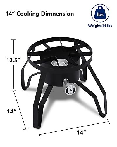GARVEE 14 Single Burner Outdoor Propane Stove - High Heat Output Portable Gas Cooker for Home Brewing, Turkey Frying, Maple Syrup Preparation | Perfect for Camping, Tailgating & Backyard Cooking