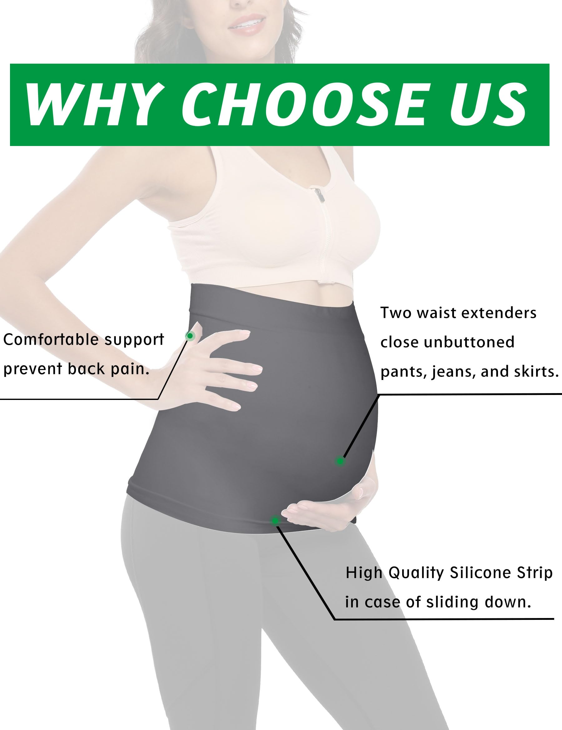 **Maternity Belly Band for Pregnant Women - Adjustable Pregnancy Support Belt for Pants & Jeans - Postpartum Belly Wrap for Comfort & Style - Perfect for Work, Exercise & Everyday Wear**