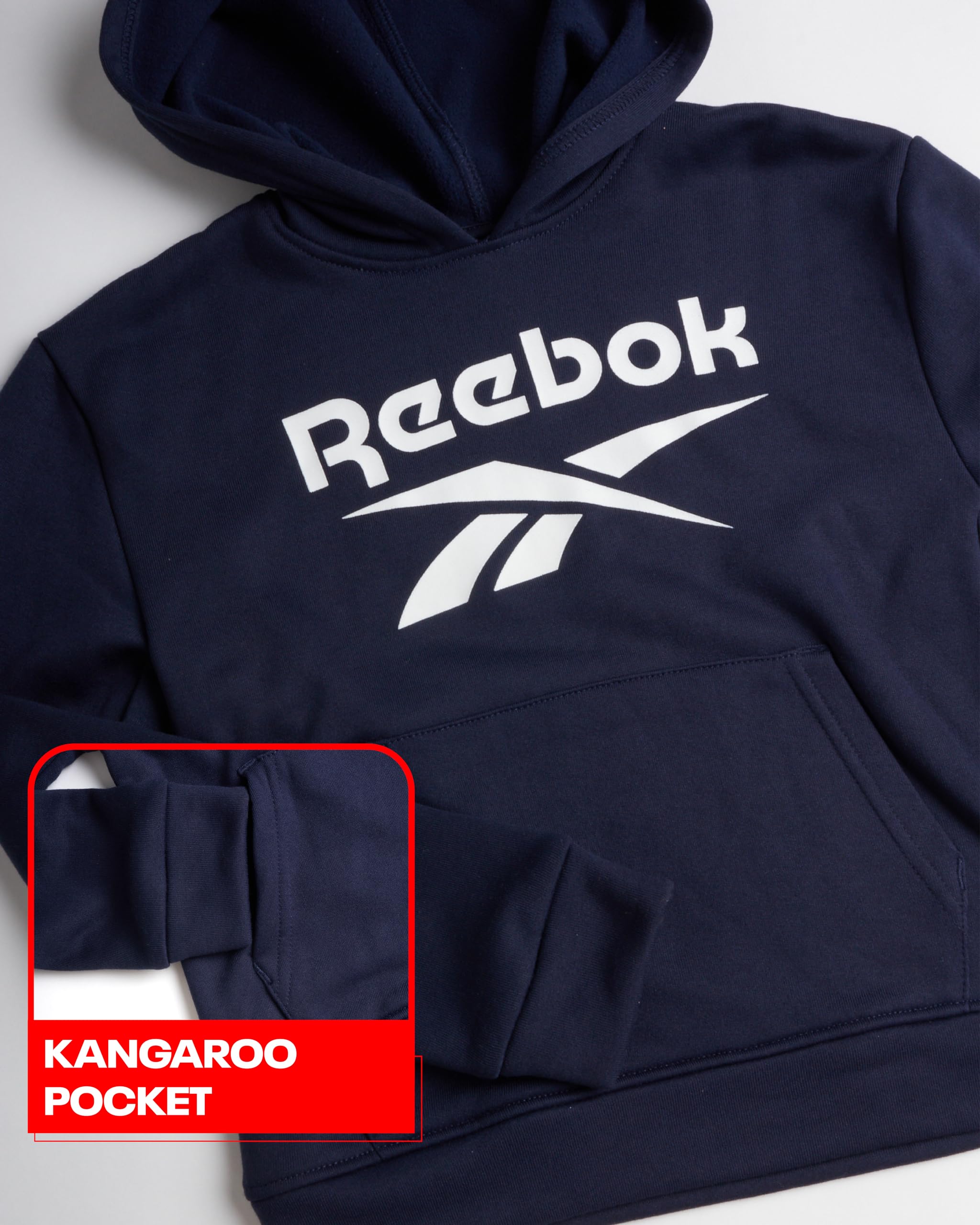 Reebok Baby Boys' 2-Piece Fleece Hoodie & Jogger Pants Set - Soft Playwear Outfit for Toddlers 12M-7 Years - Perfect for Playdates, Daycare & Casual Wear