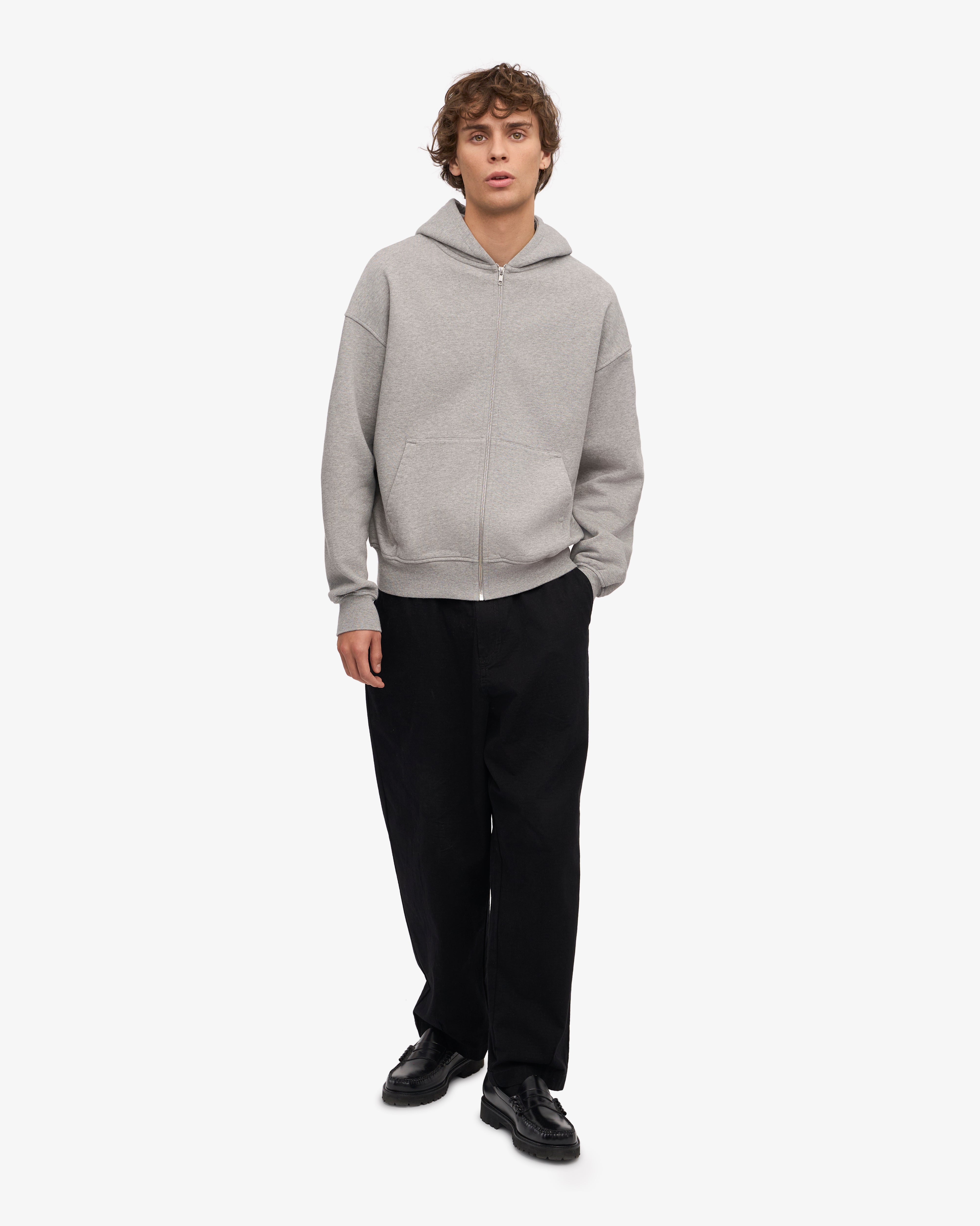 Organic Oversized Zip Hoodie for Men & Women - Faded Grey - Cozy & Comfortable Pullover for Casual Wear, Loungewear & Outdoor Activities