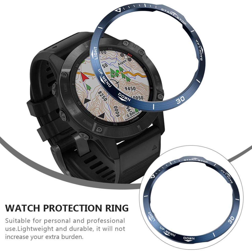 1PC Stainless Steel Watch Bezel Ring Replacement for Garmin Fenix 6X - Durable Scaled Dial Bezel Cover Case Accessory for Outdoor Sports, Hiking & Diving