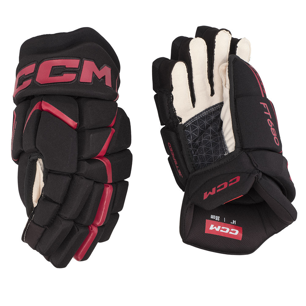 CCM Jetspeed FT680 Junior Ice Hockey Gloves - Youth Protective Gear for Ice Skating & Hockey Practice - Perfect for Games, Training & Winter Sports