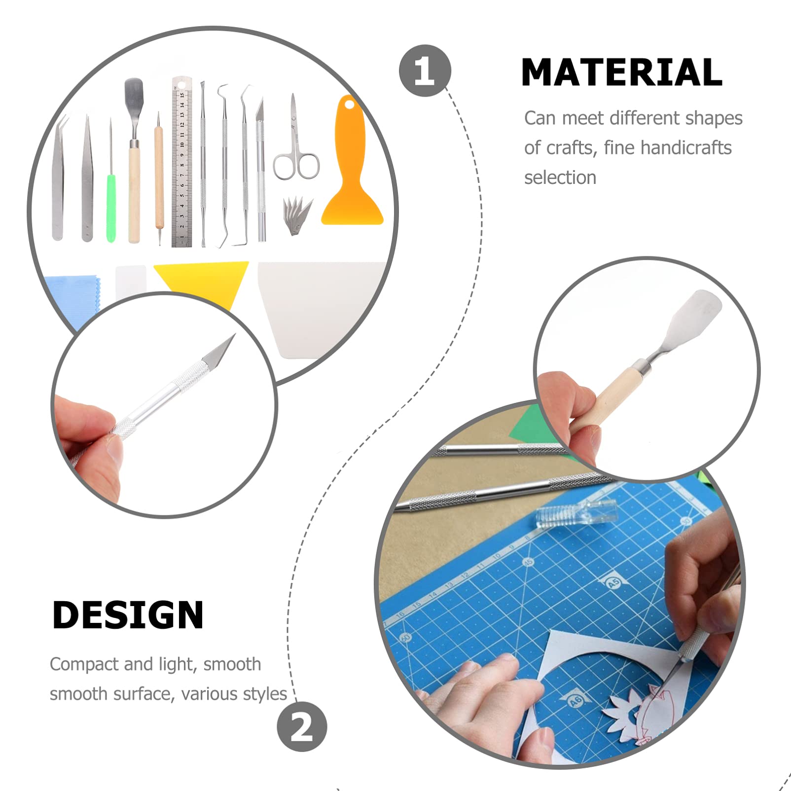 EXCEART Vinyl Control Cameo Tool Kit - Craft Making, Weeding, Carving & Piercing Tools with Precision Metal Ruler & Oxford Cloth - Perfect for DIY Projects, Sign Making, Vinyl Cutting & Home Decor