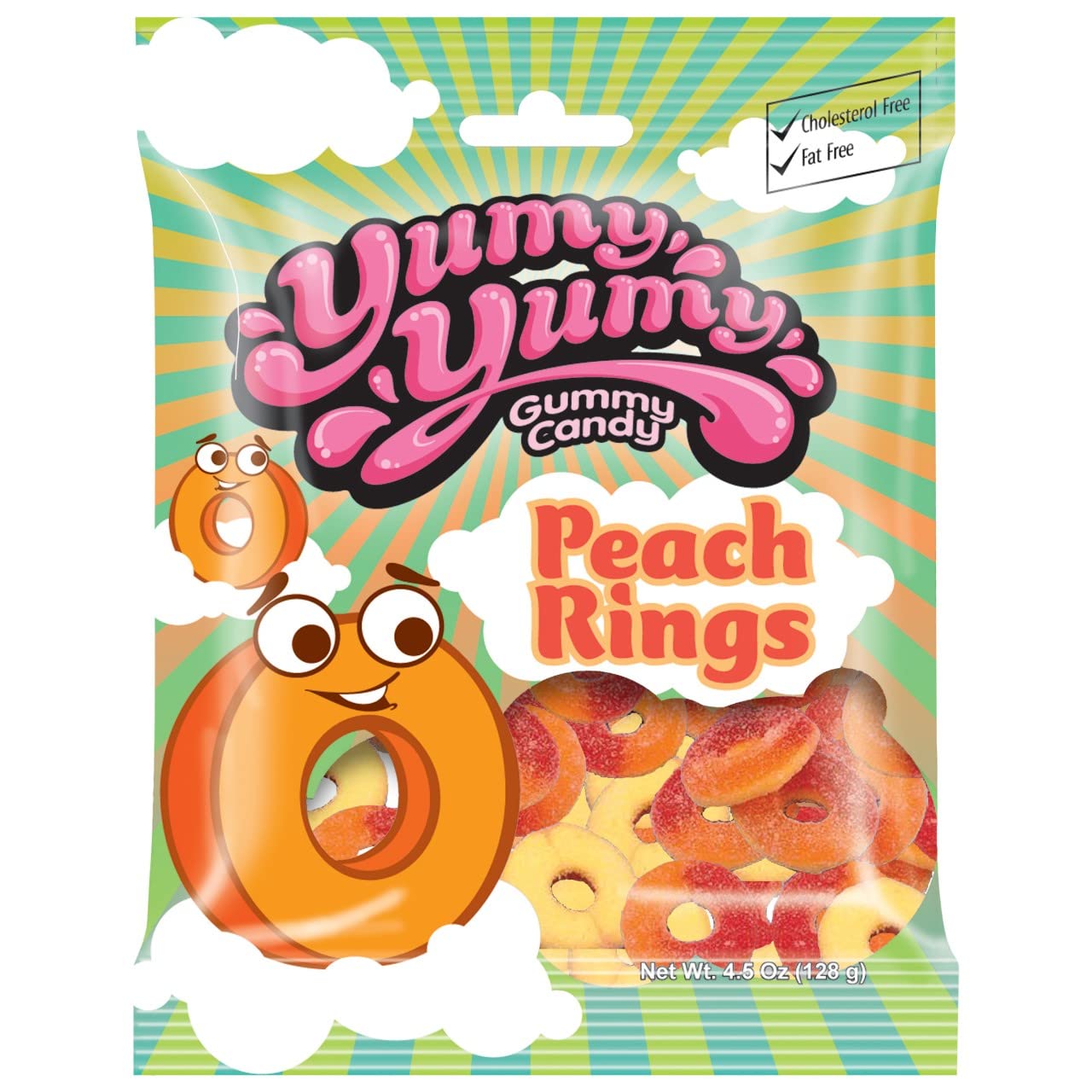 Kervan Peach Rings Gummy Candy - 5oz Pack of 12 | Fruity Soft Sweet Gummy Snacks for Kids, Birthday Parties & Gift Baskets | Individually Wrapped Peach Flavored Candy for Movie Nights, Road Trips & Office Treats