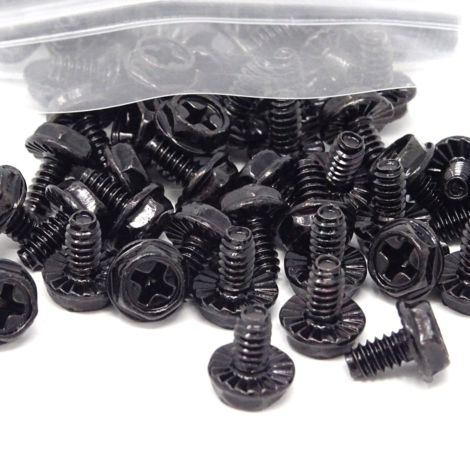 100PCS M3.5x6mm Phillips Hex Head Computer Screws - Black Zinc Coated PC Case Mounting Hardware for Computer Building, Repair & Maintenance | Ideal for DIY PC Assembly, Server Rack Installation & Electronics Projects