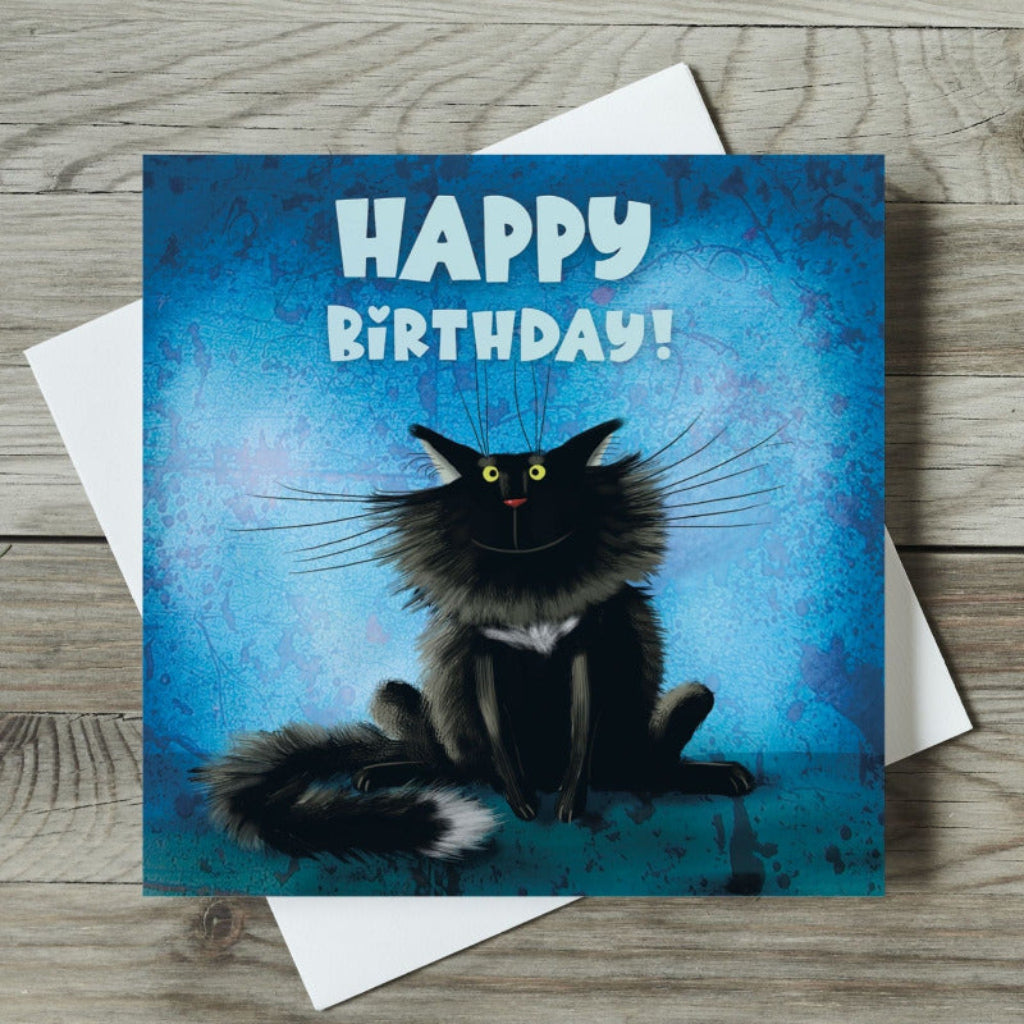 Black Cat Birthday Greeting Card - Funny Sylvester Cartoon Design for Cat Lovers - Perfect for Birthdays, Anniversaries & Special Occasions