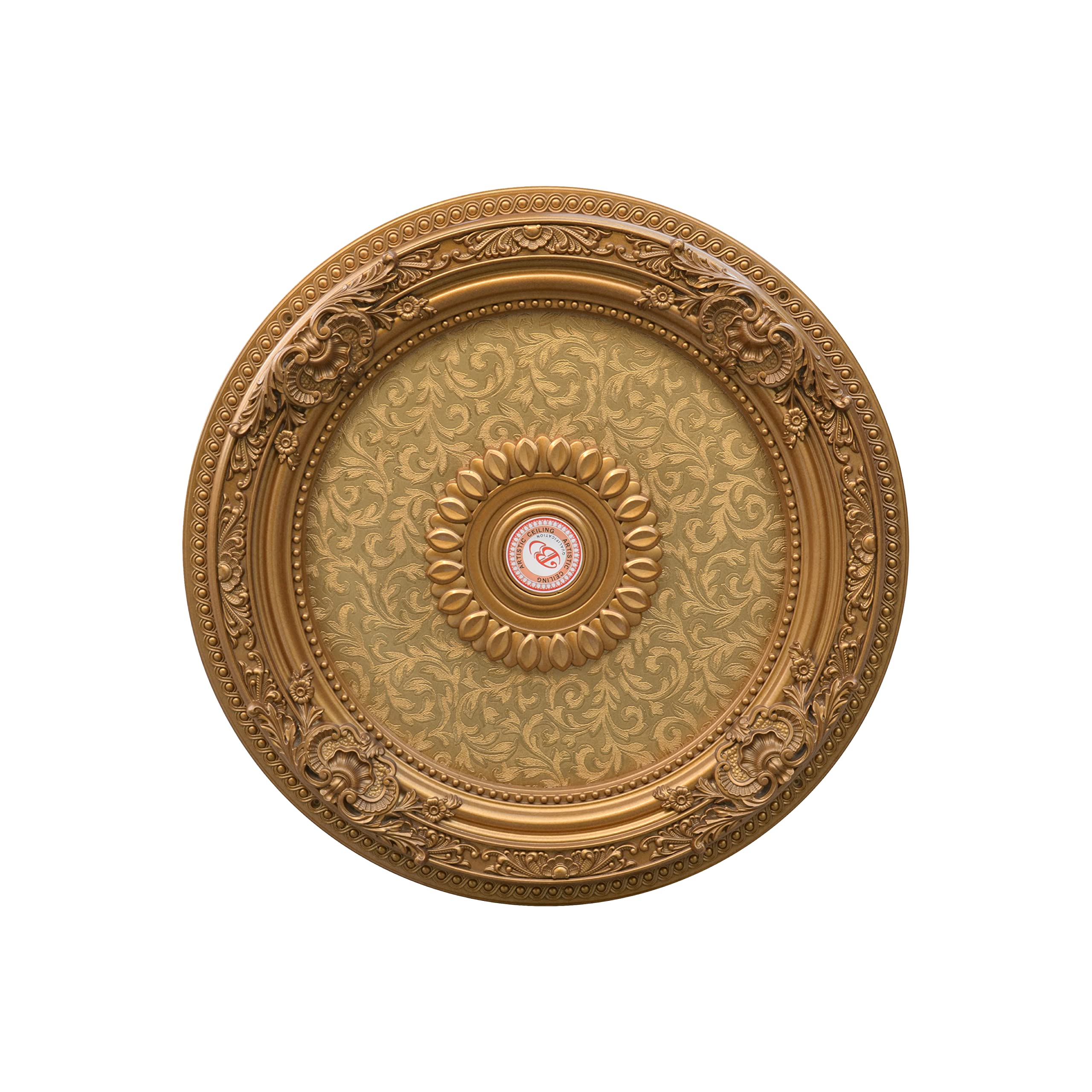 24 Inch Golden Leaf Chandelier Ceiling Medallion - Elegant Fan Medallion for Dining Room, Living Room & Bedroom Lighting Decor