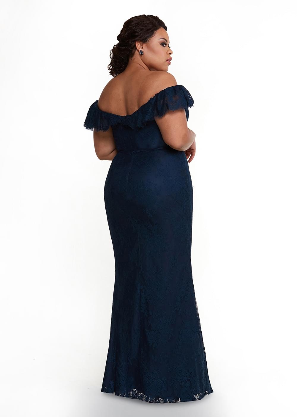 Elegant 80134 Fitted Lace Off-The-Shoulder Bridesmaid Dress with Detachable Lace Belt - Perfect for Weddings, Prom & Formal Events